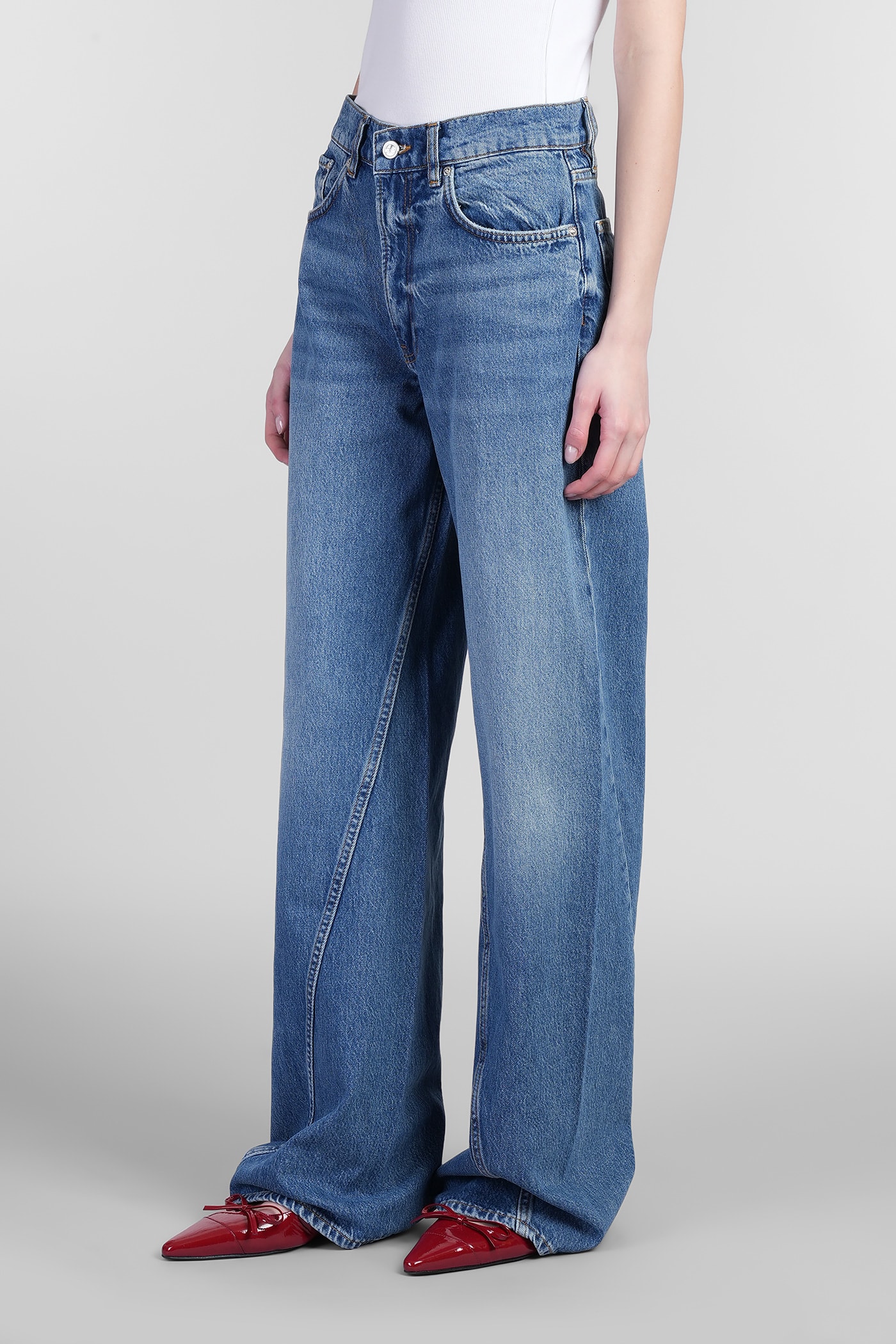 Shop Anine Bing Brie Jeans In Blue Cotton