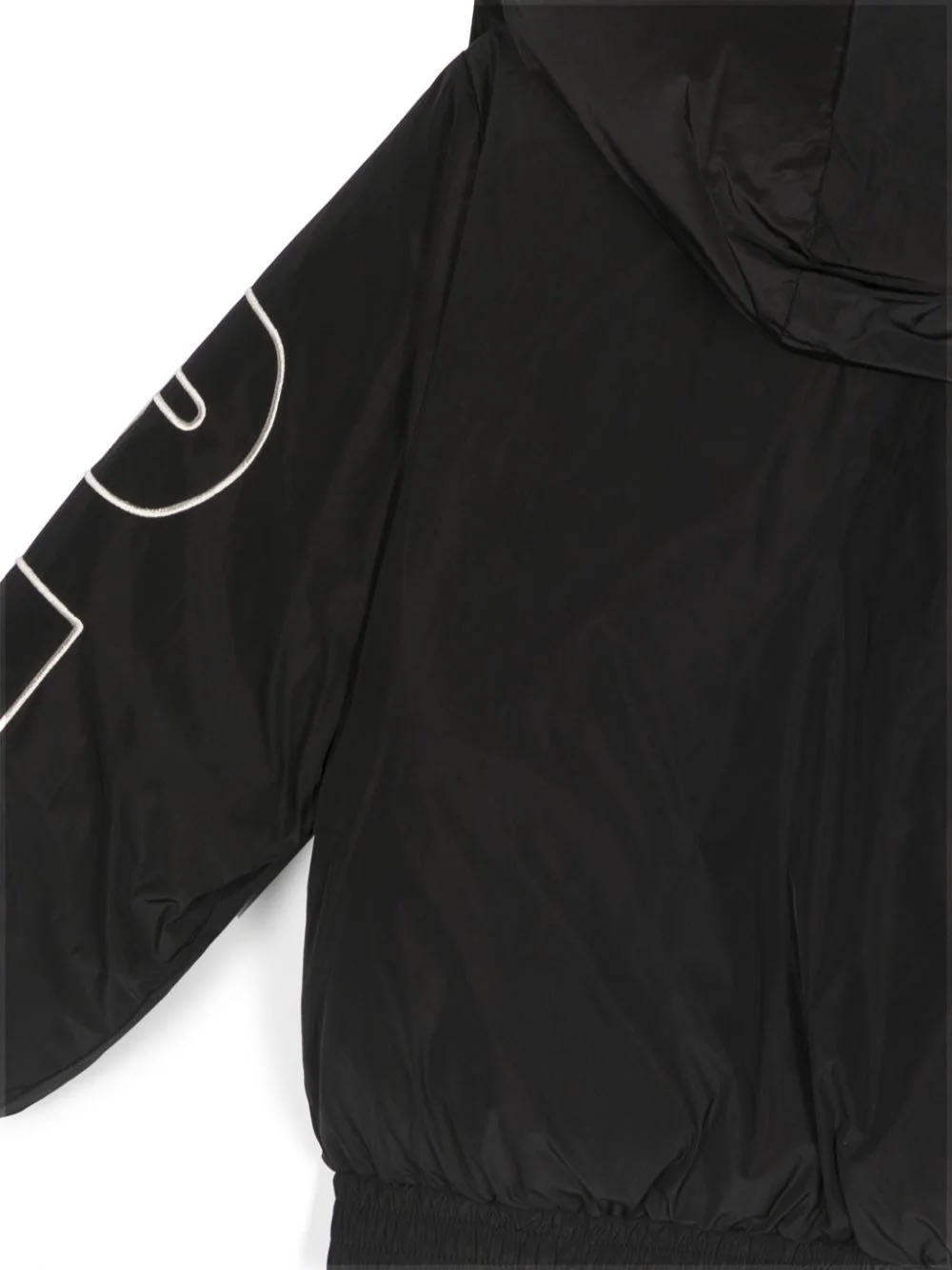 Shop Msgm Black And White Puffer Jacket With Logo In Nero