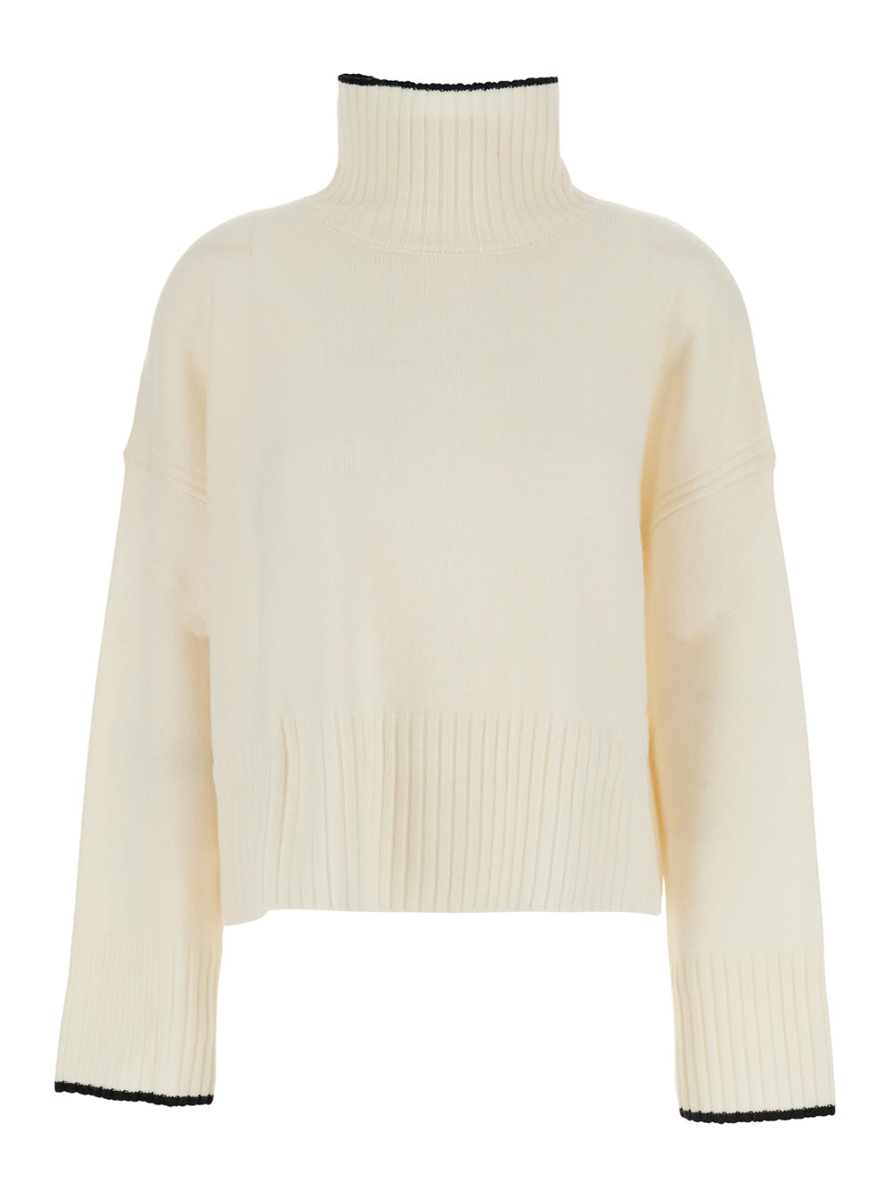 Pinko Falkland Wool And Cashmere Turtleneck Sweater In White