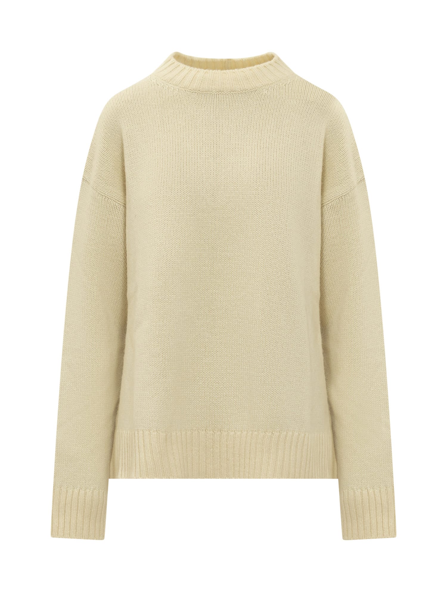 Jil Sander Cachemire Blend Crewneck Sweater With Relaxed Fit In Panna