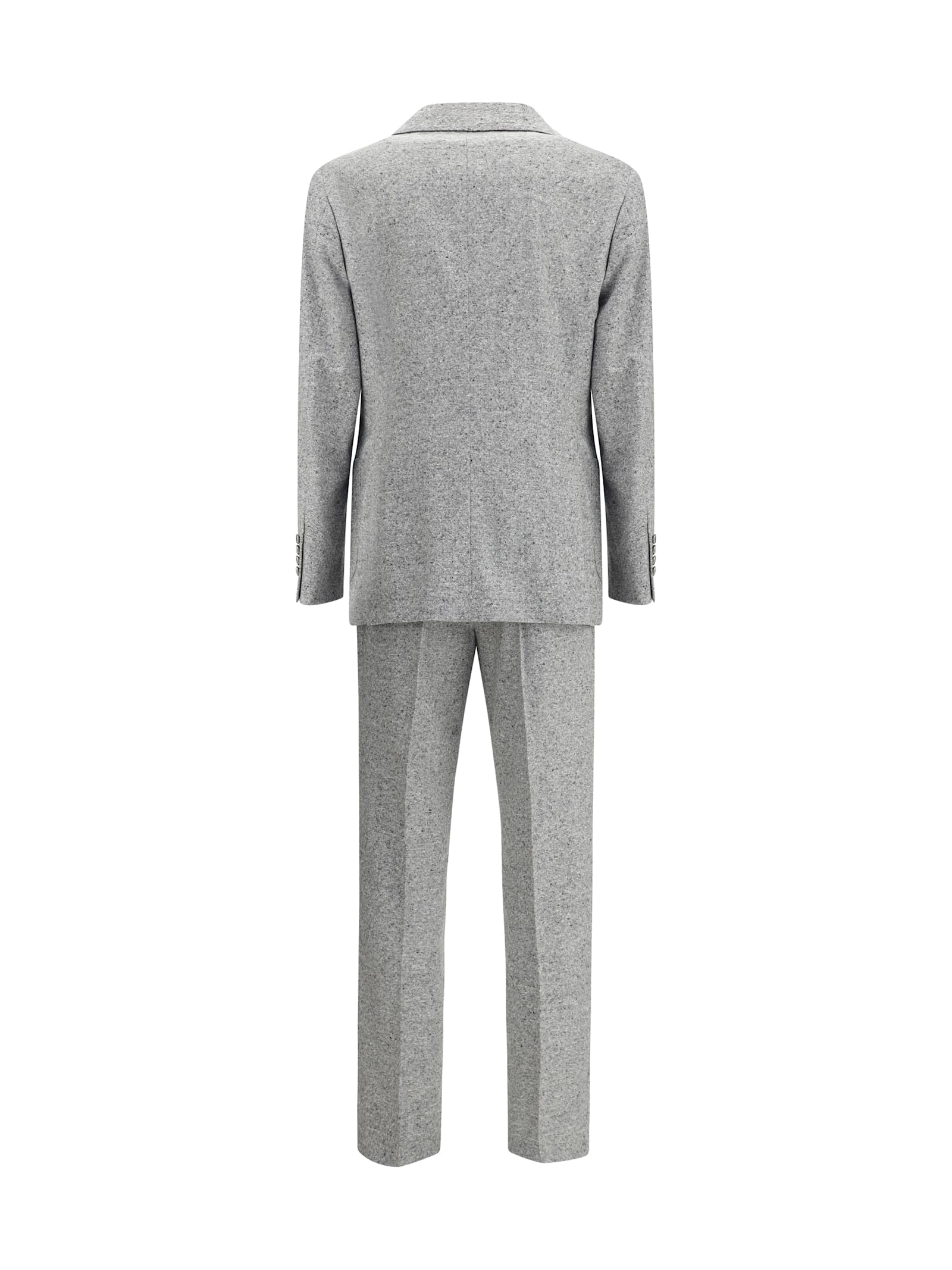 Brunello Cucinelli Men Wool And Cashmere Buttoned Grisaille Suit In Gray
