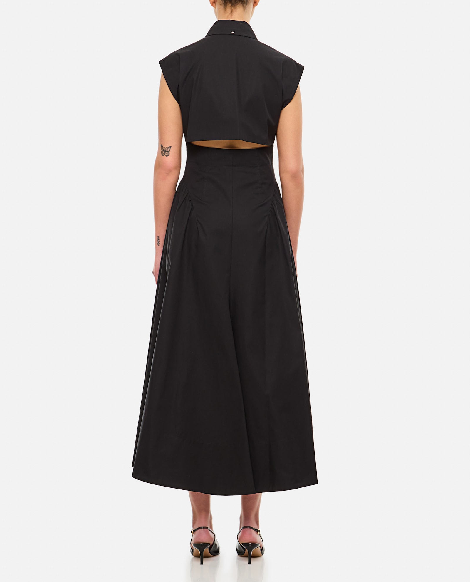Sportmax Cotton Flared Skirt Midi Length Dress