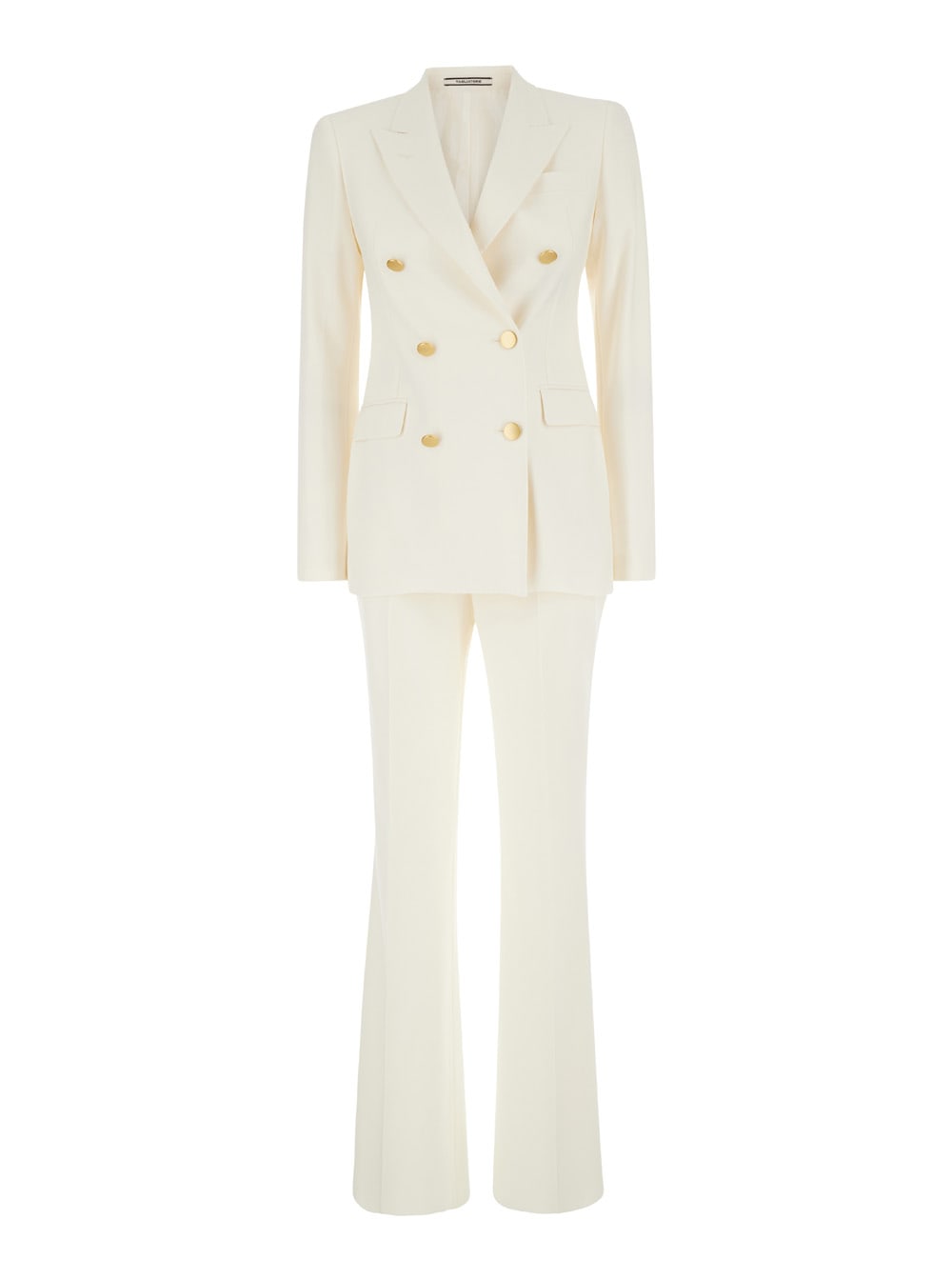 TAGLIATORE PARIGI WHITE DOUBLE-BREASTED SUIT WITH PEAK REVERS IN WOOL BLEND STRETCH WOMAN 