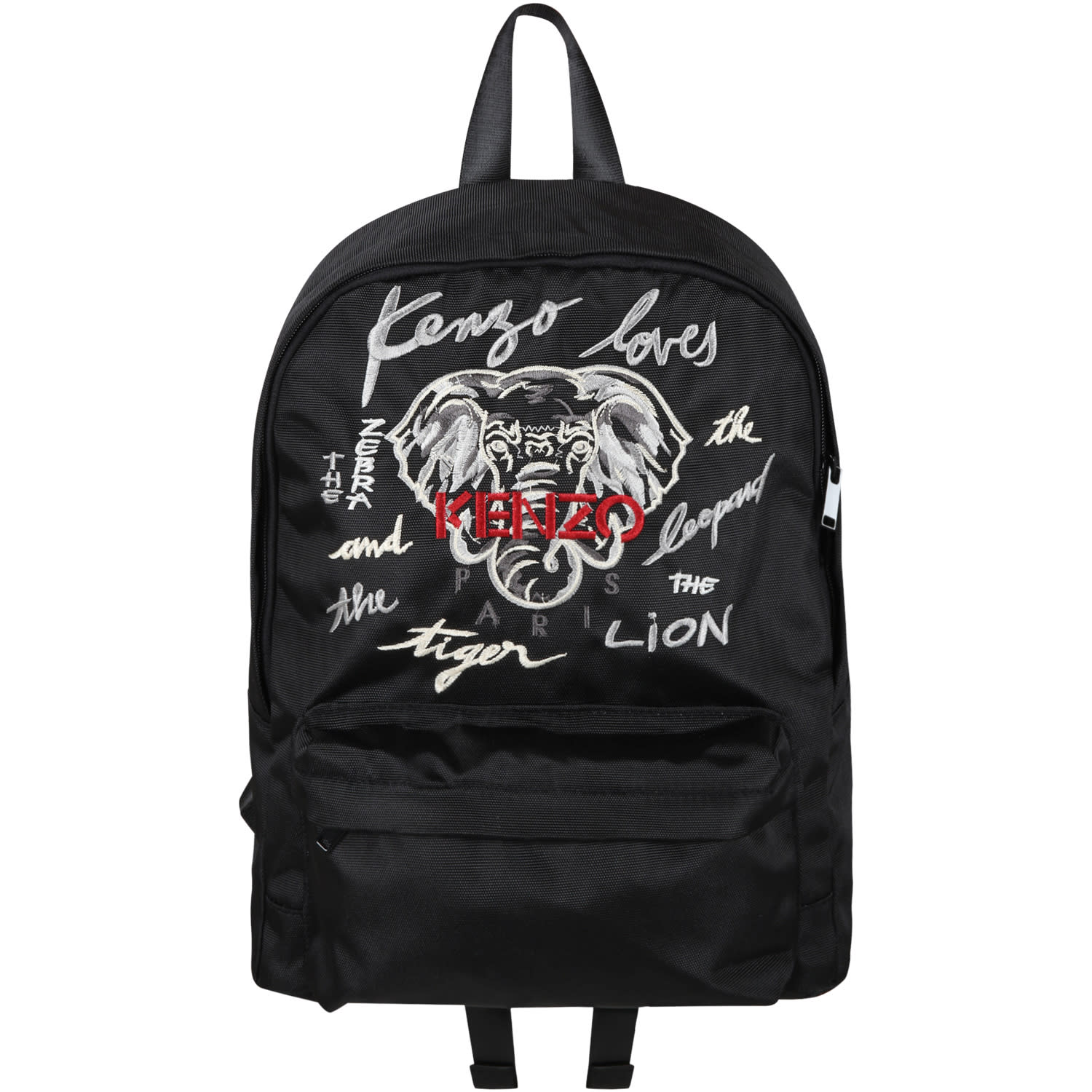 Kenzo Kids Black Backpack For Boy With Elephant