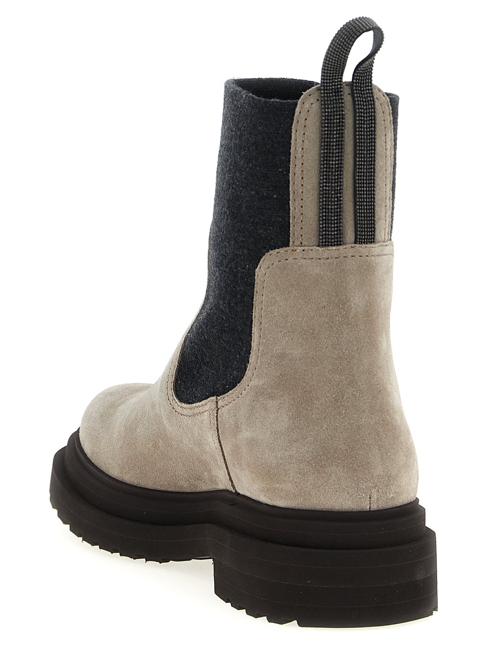 Brunello Cucinelli Precious Loop Detail Ankle Boots In Neutral