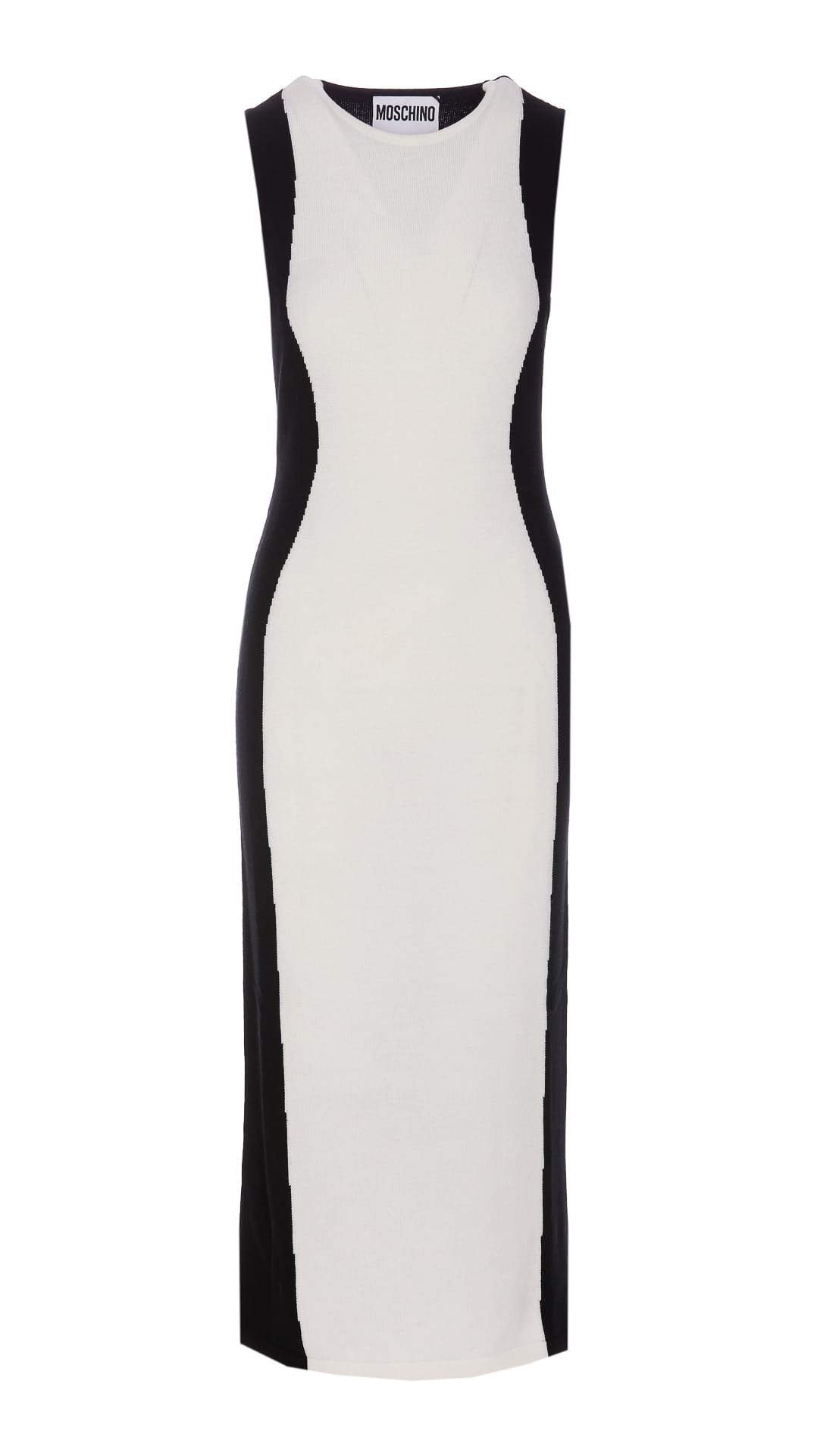 Shop Moschino Long Knit Dress In White