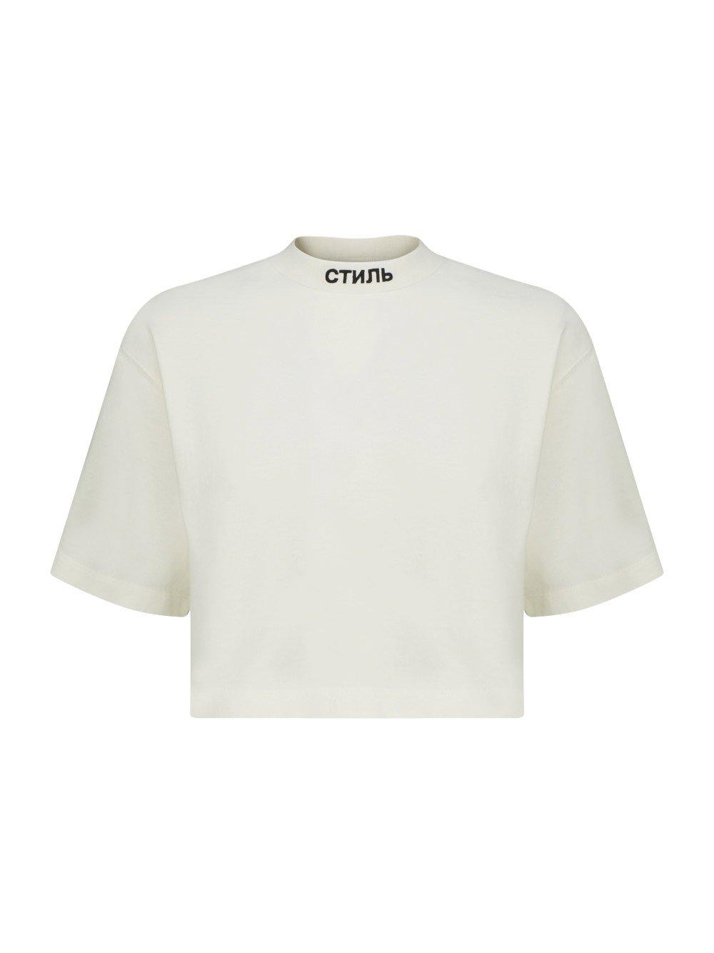 Logo Embroidered Cropped T-shirt