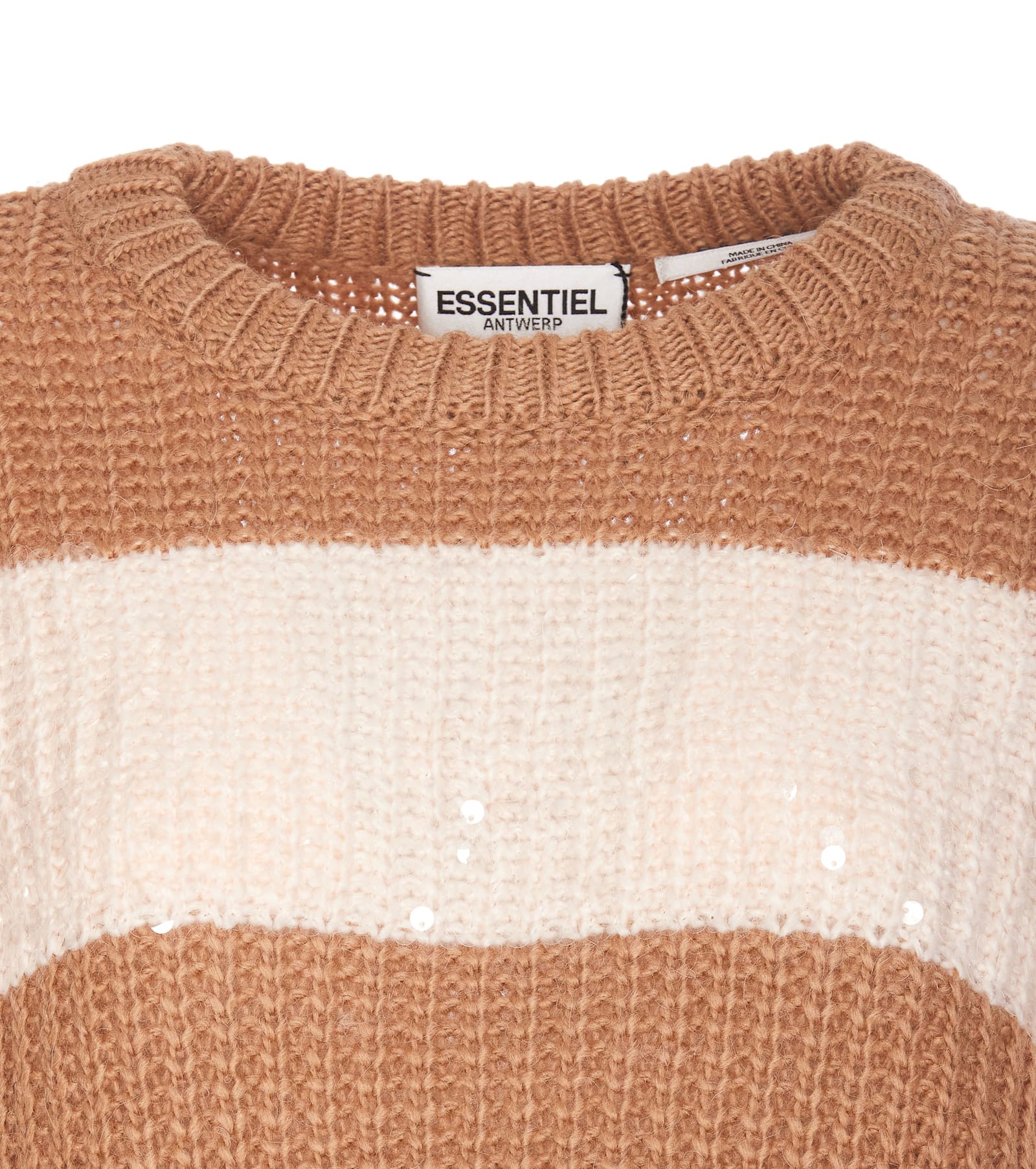 Shop Essentiel Antwerp Sequins Group Sweater In Beige