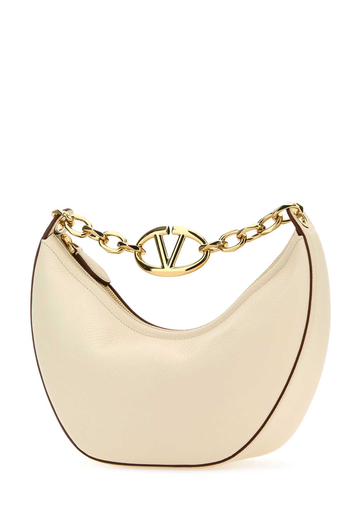 Shop Valentino Ivory Leather Small Hobo Vlogo Moon Handbag