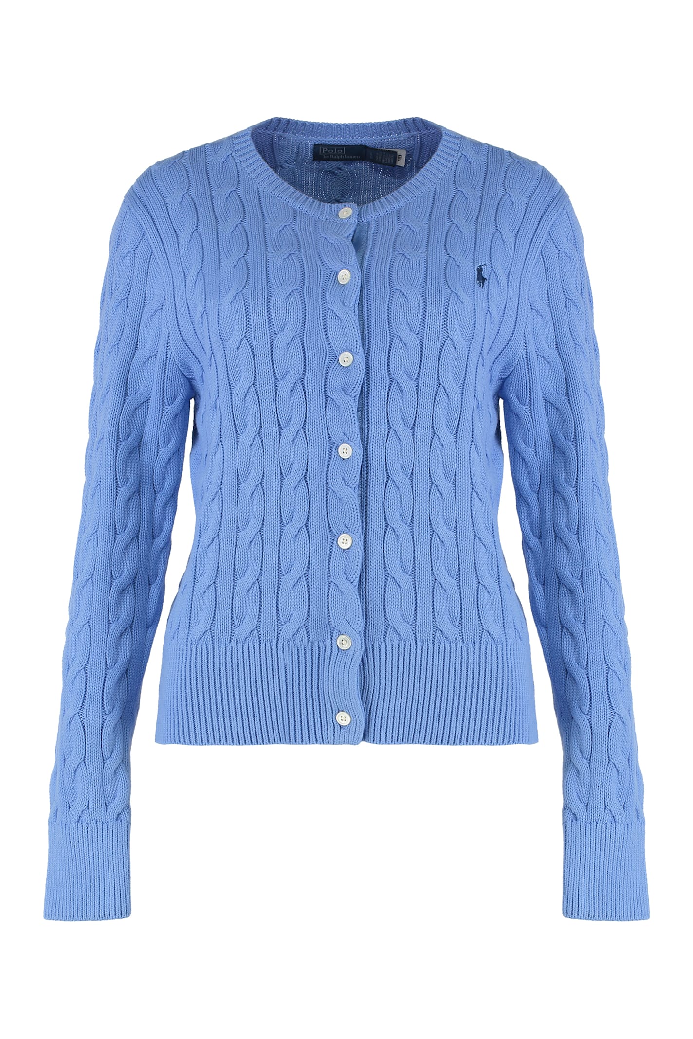 Polo Ralph Lauren Cardigan With Cable Knit In Cotton In Blue
