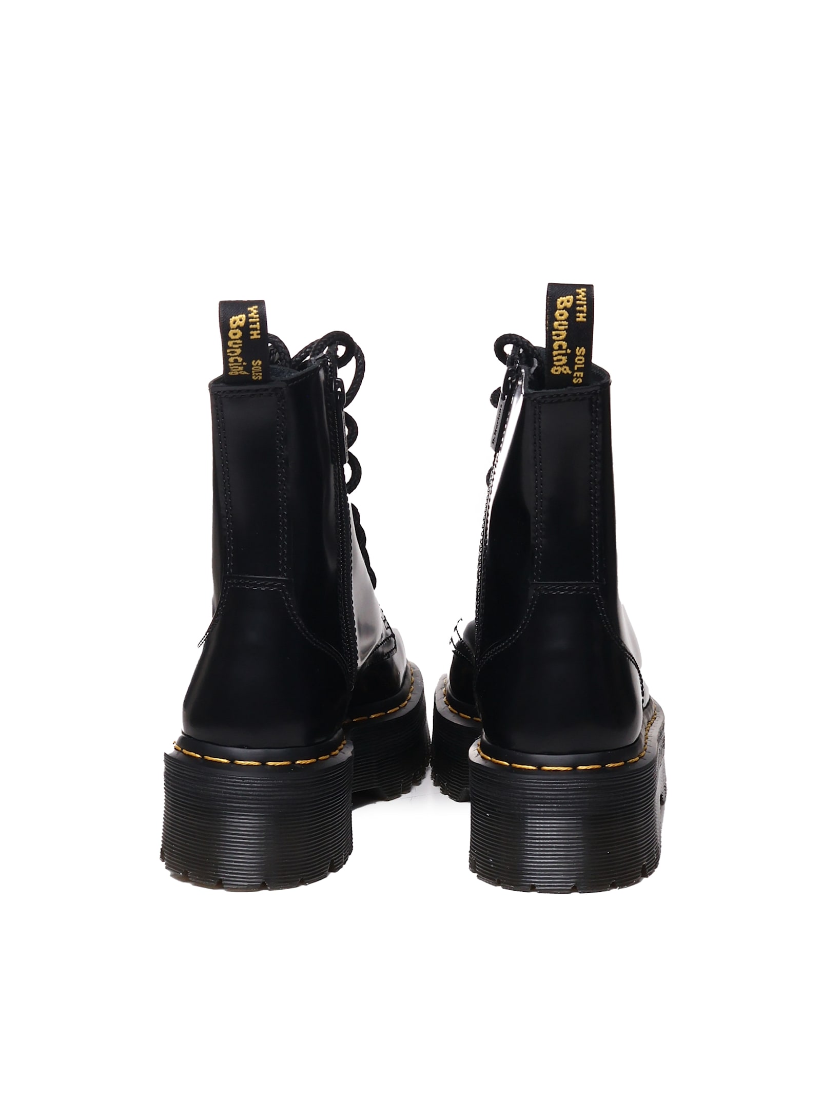 Shop Dr. Martens' Jadon Platform Boots In Black Posiched Smooth