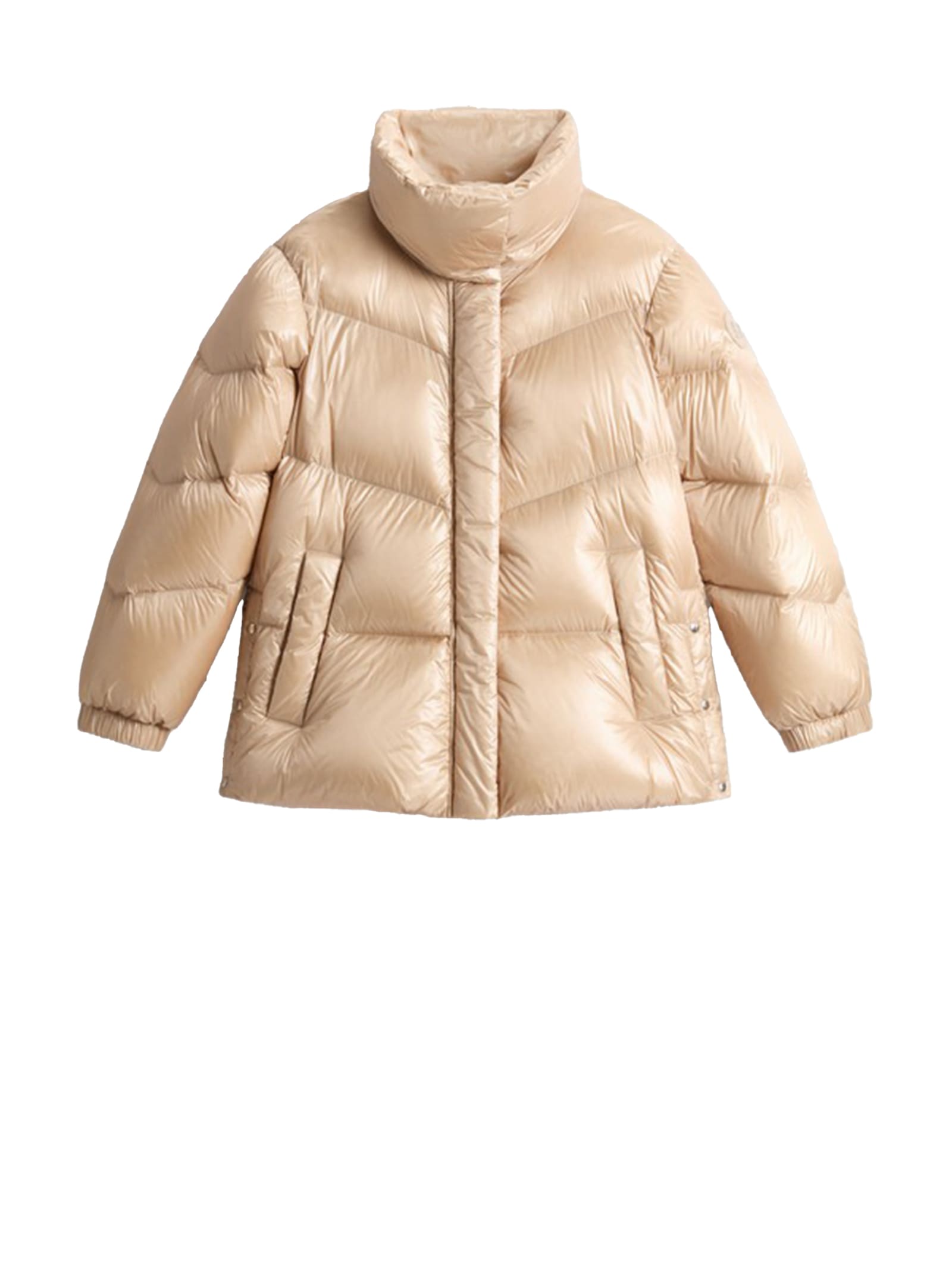 Shop Woolrich Womens Short Quilted Down Jacket In Oxford Tan