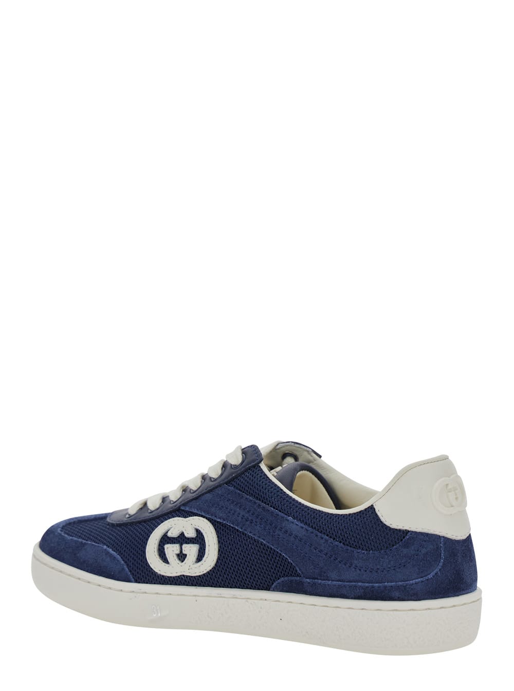 Gucci Interlocking G Suede-trimmed Sneakers In Blue