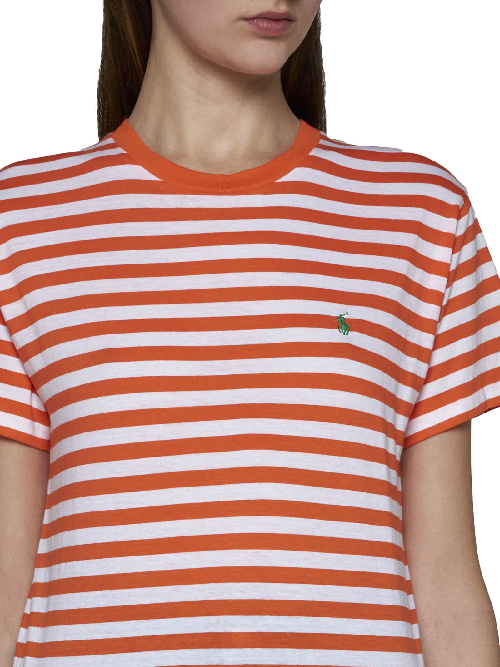 Shop Polo Ralph Lauren T-shirt In Orange/white