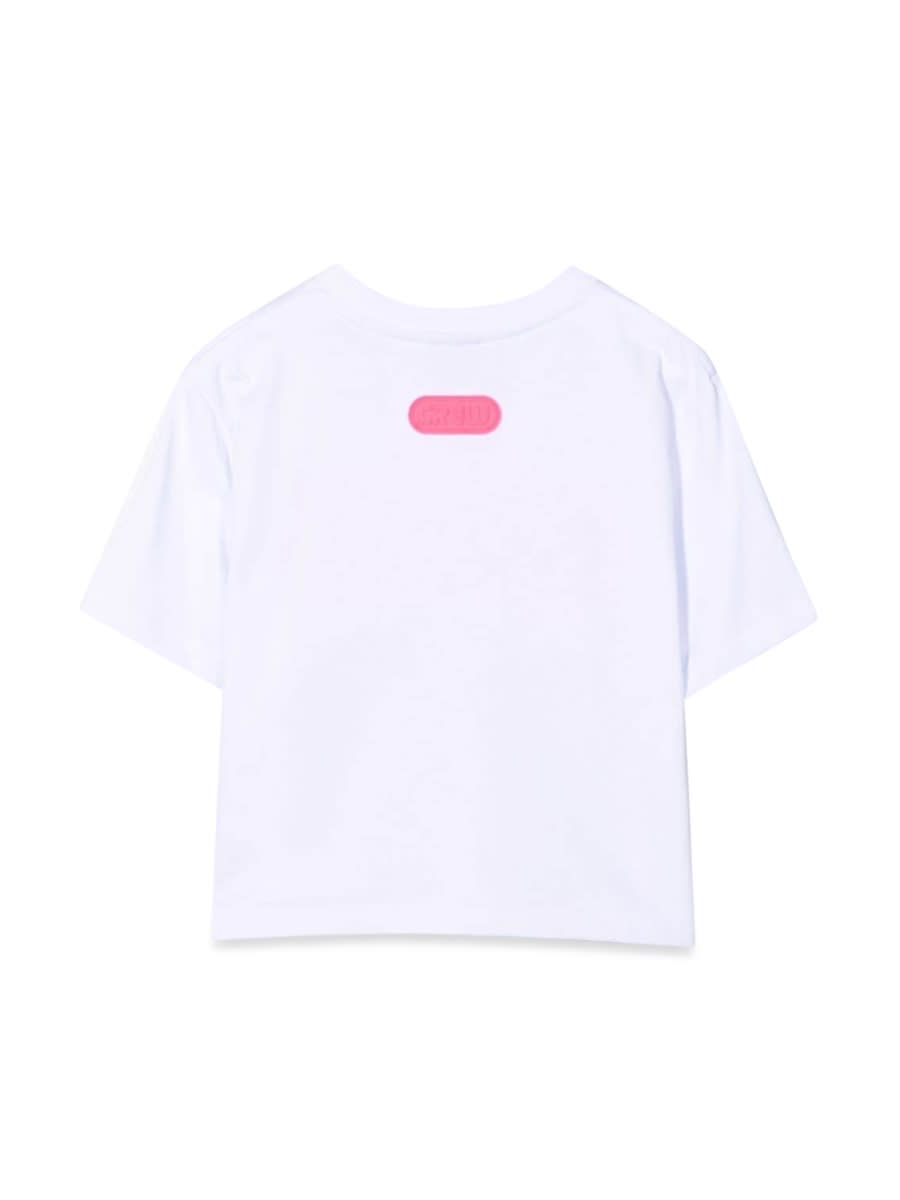 Shop Gcds Cropped Jersey T-shirt Girl In White