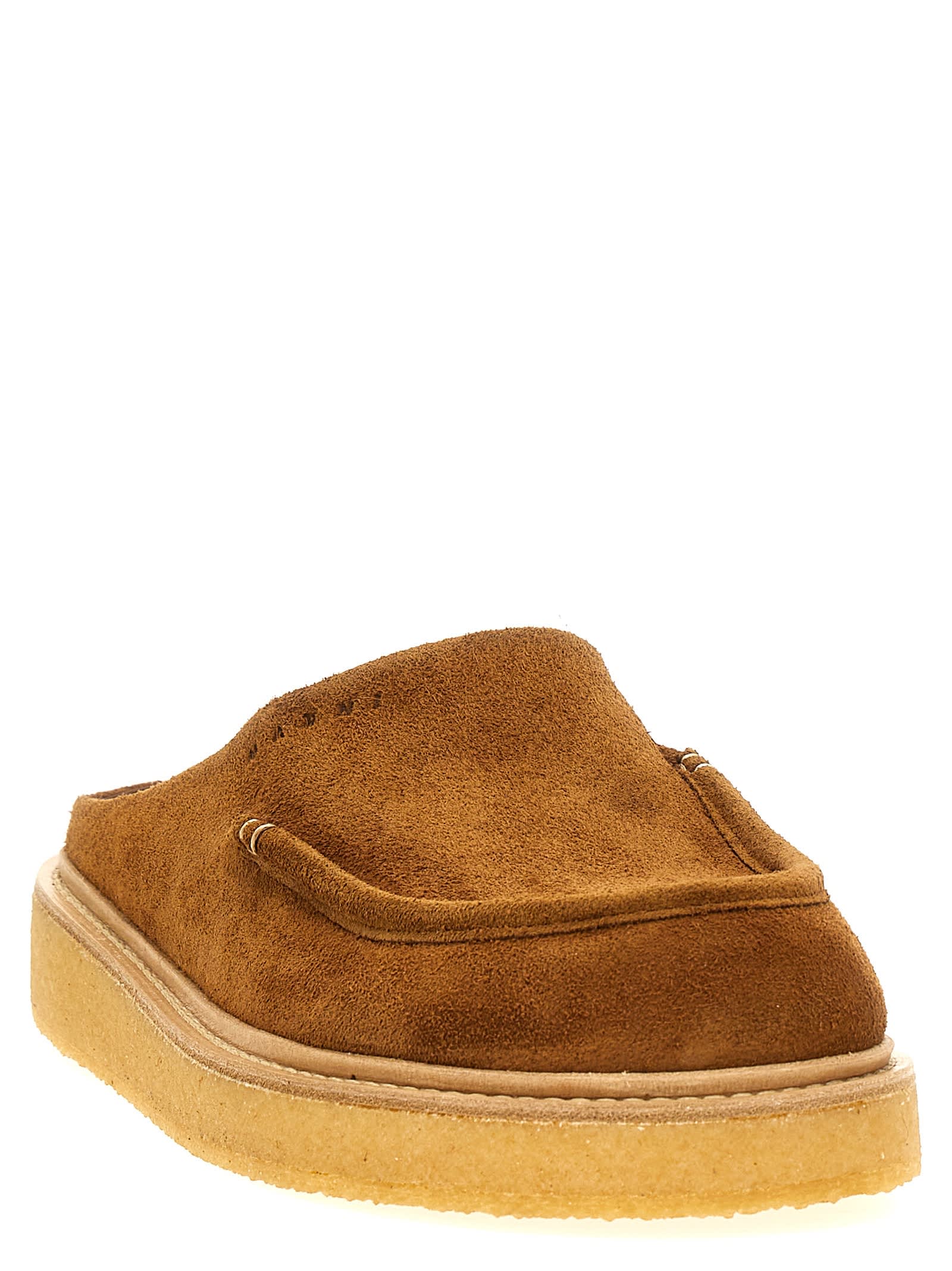 Marni Brown Suede Sabot Slip-on Loafers In Brown
