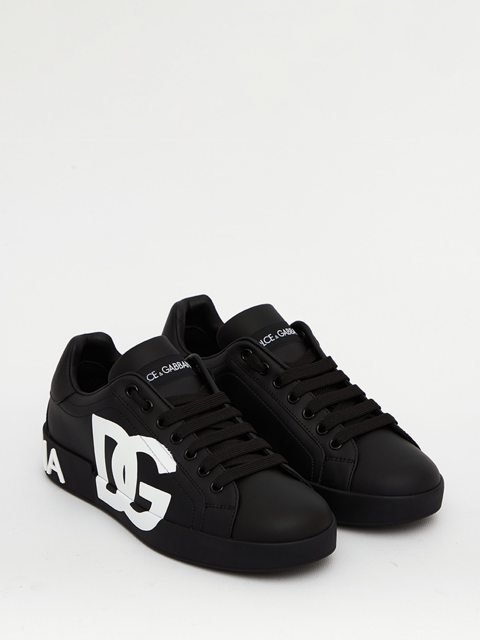 Shop Dolce & Gabbana Portofino Dg Sneakers In Black