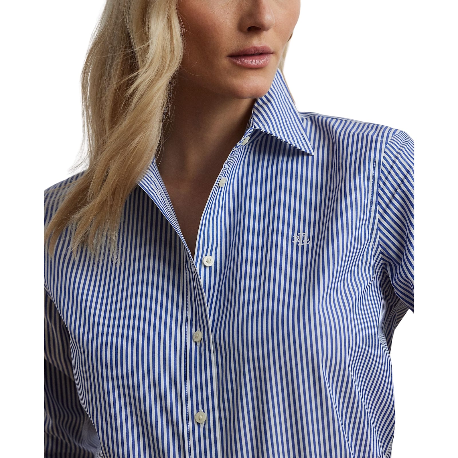 Shop Ralph Lauren Jamelko Long Sleeve Button Front Shirt In Blue White