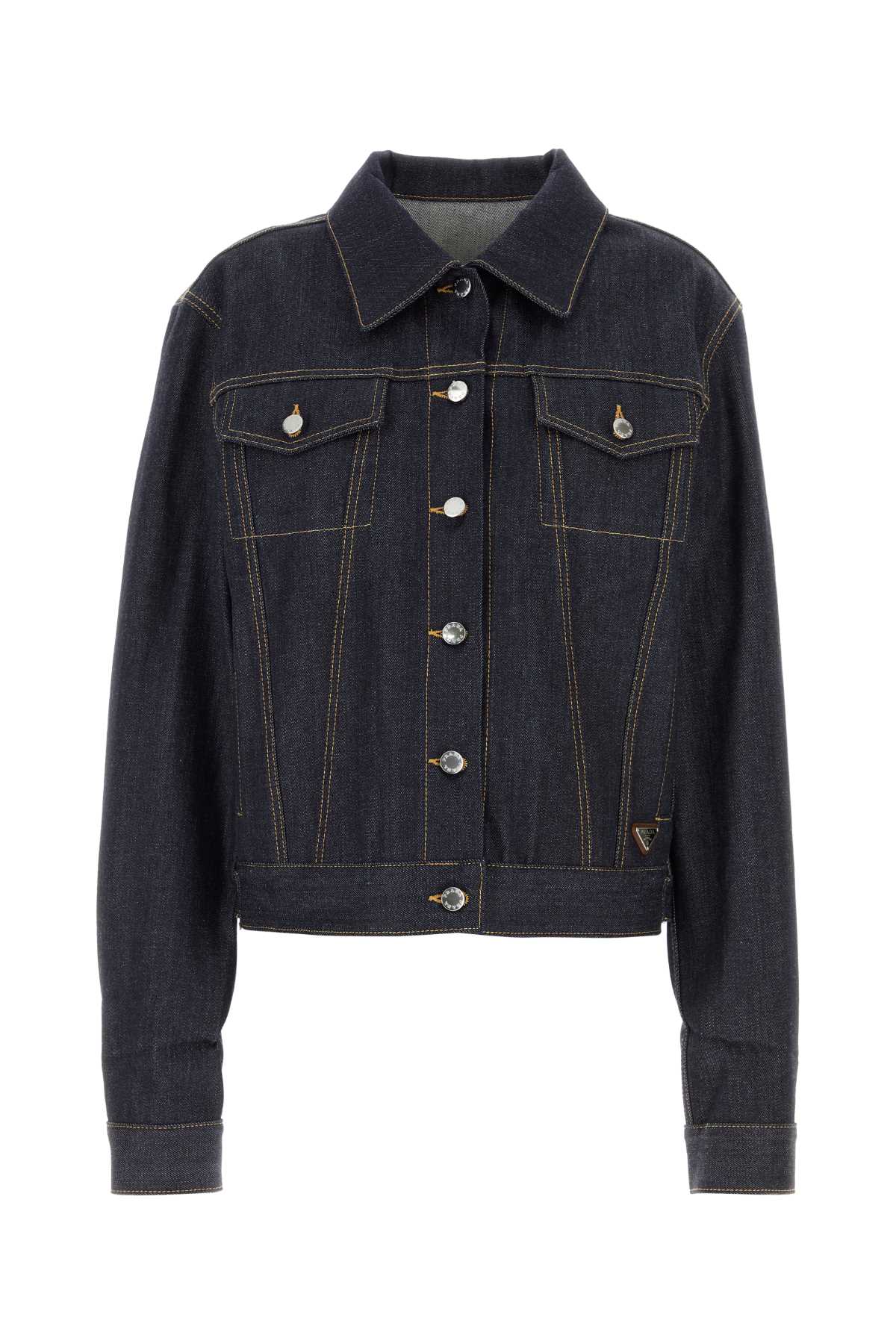 Shop Prada Denim Jacket In Bleu