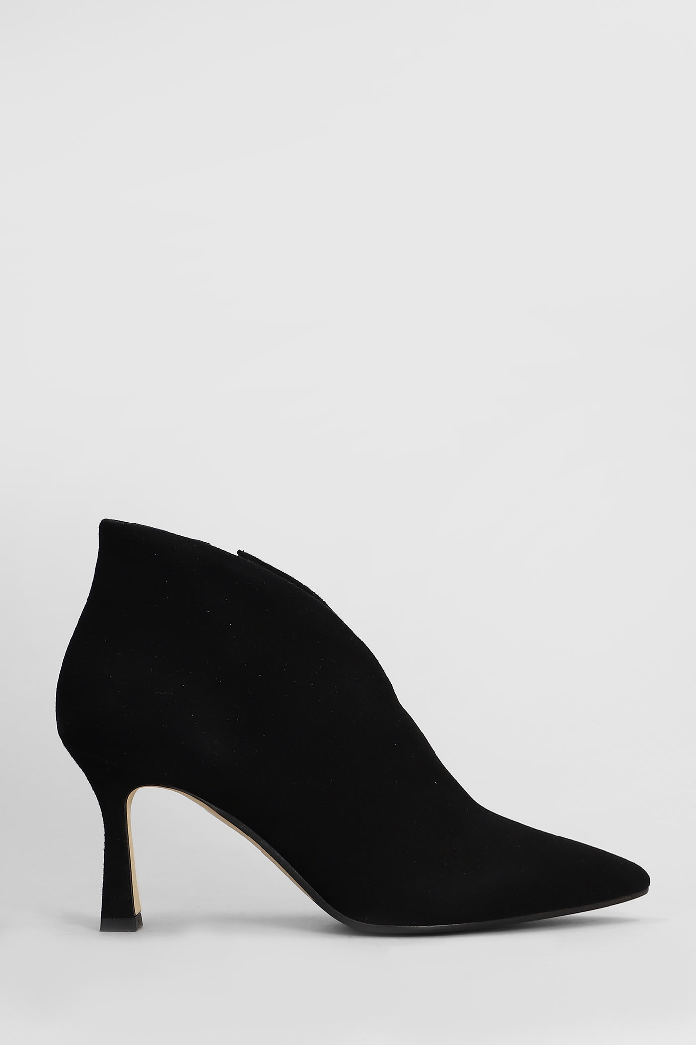 Shop Julie Dee High Heels Ankle Boots In Black Suede