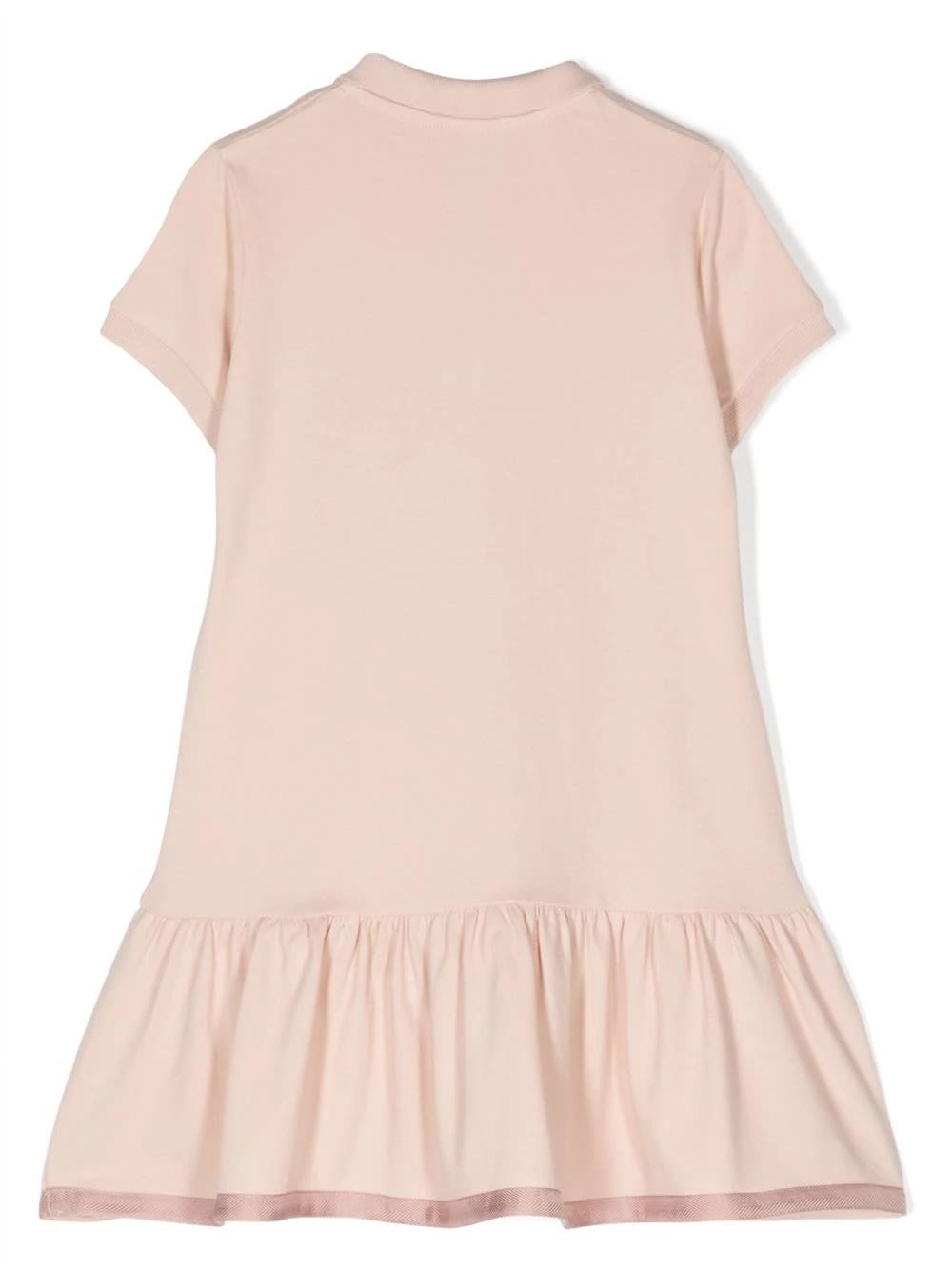 Shop Moncler Pink Polo Style Dress With Logo Patch