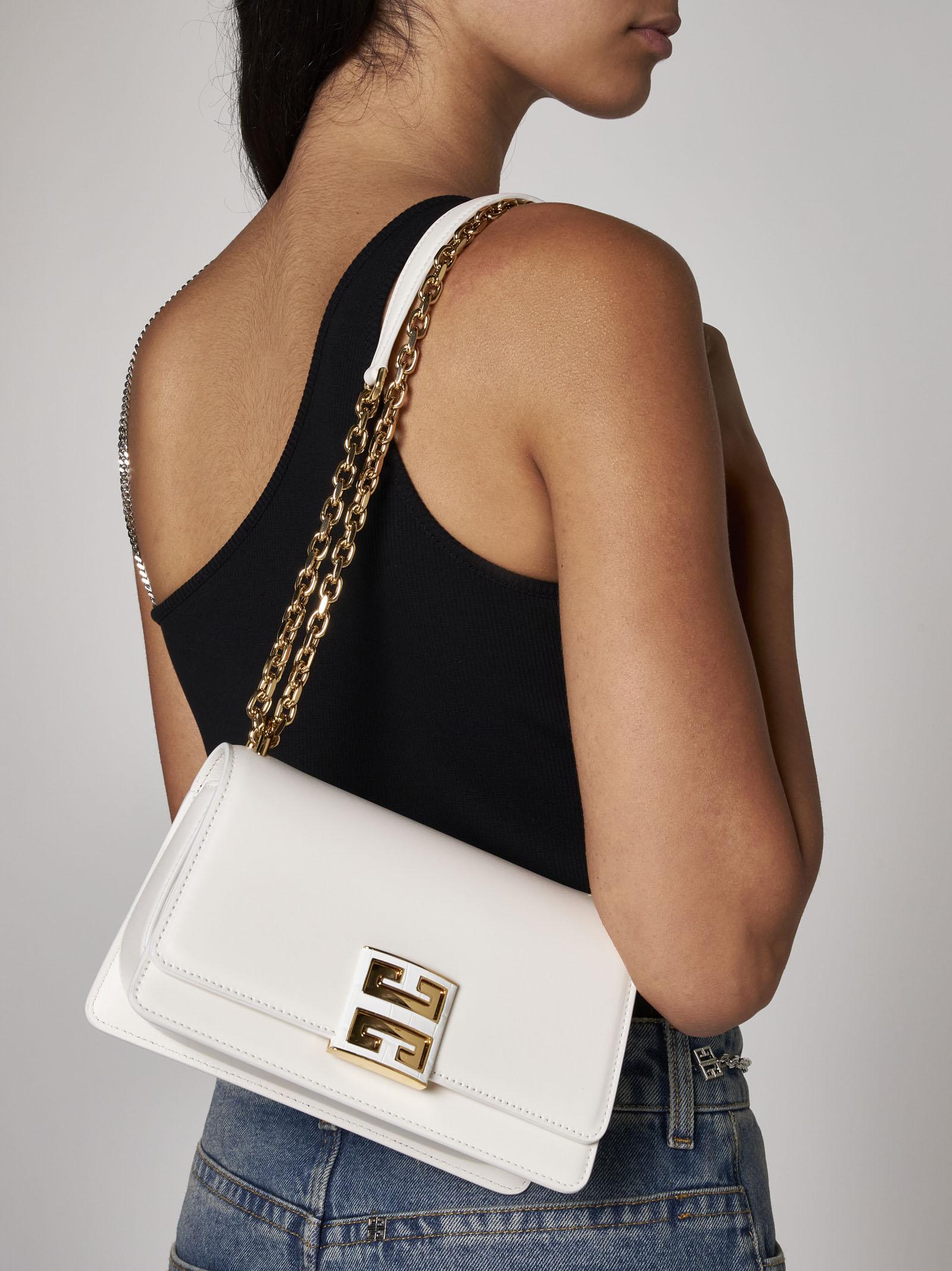 Shop Givenchy 4g Leather Sliding Chain Small Bag In White