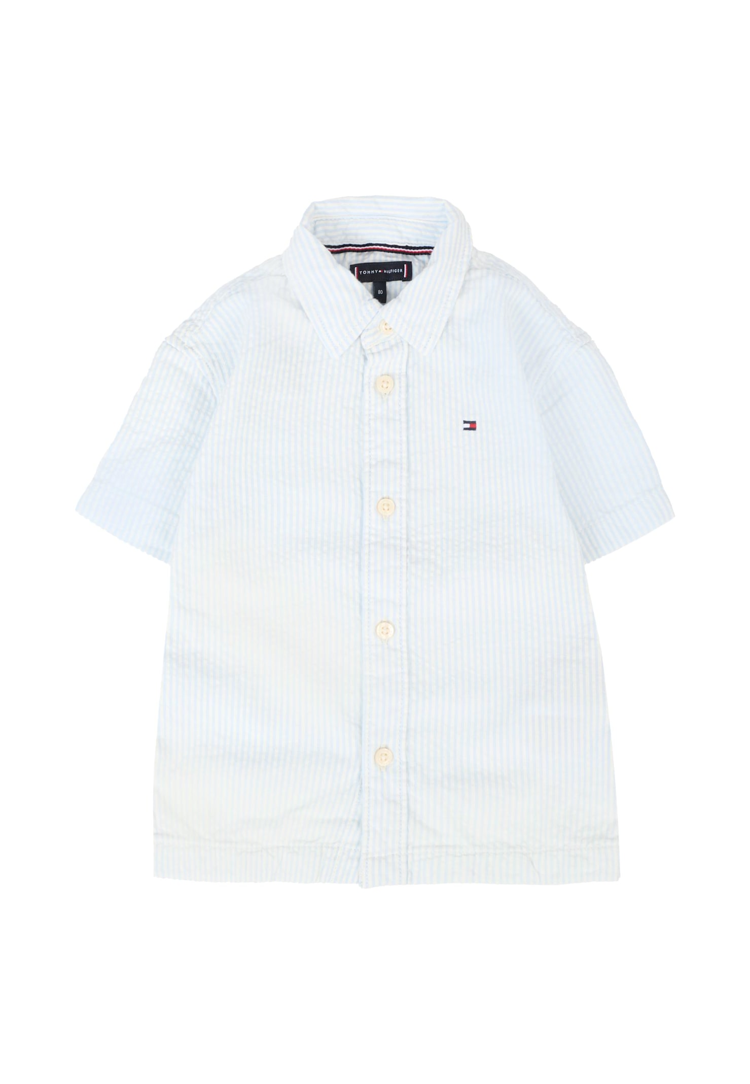 Tommy Hilfiger Light Blue Shirt For Boy With Flag In Blue