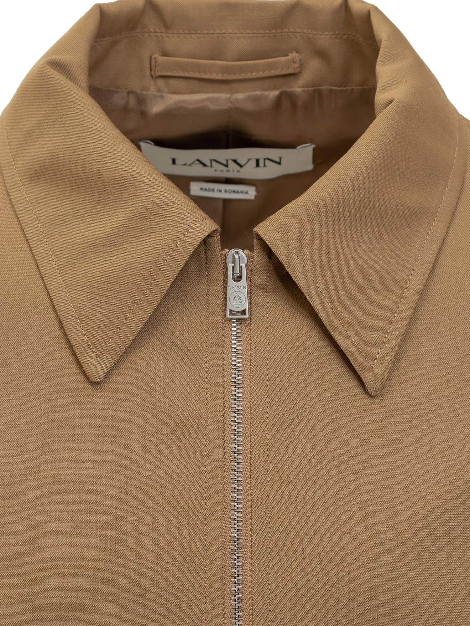 Shop Lanvin Tailored Blouson With Logo In Desert