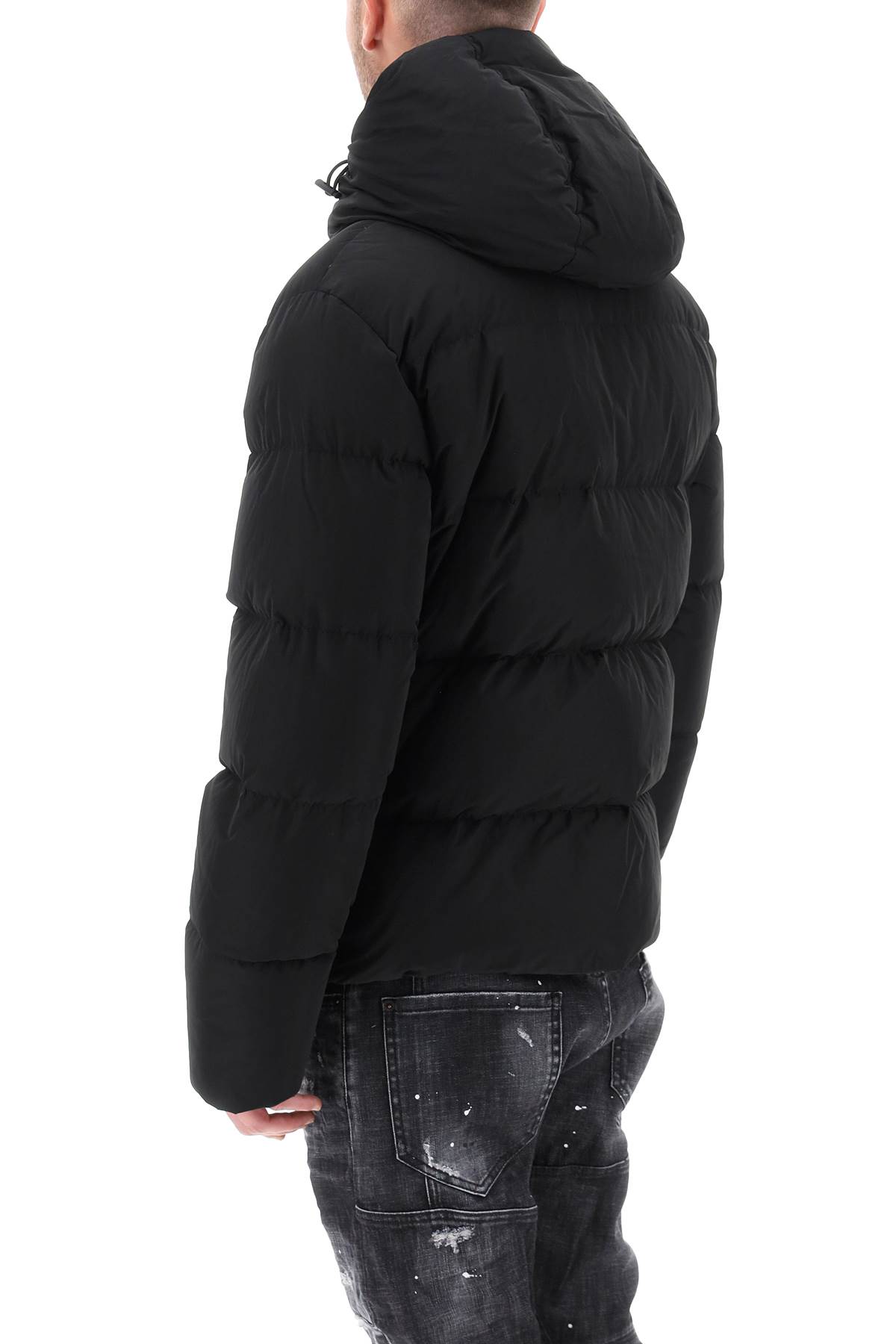 Shop Dsquared2 Short Hooded Down Jacket In Black