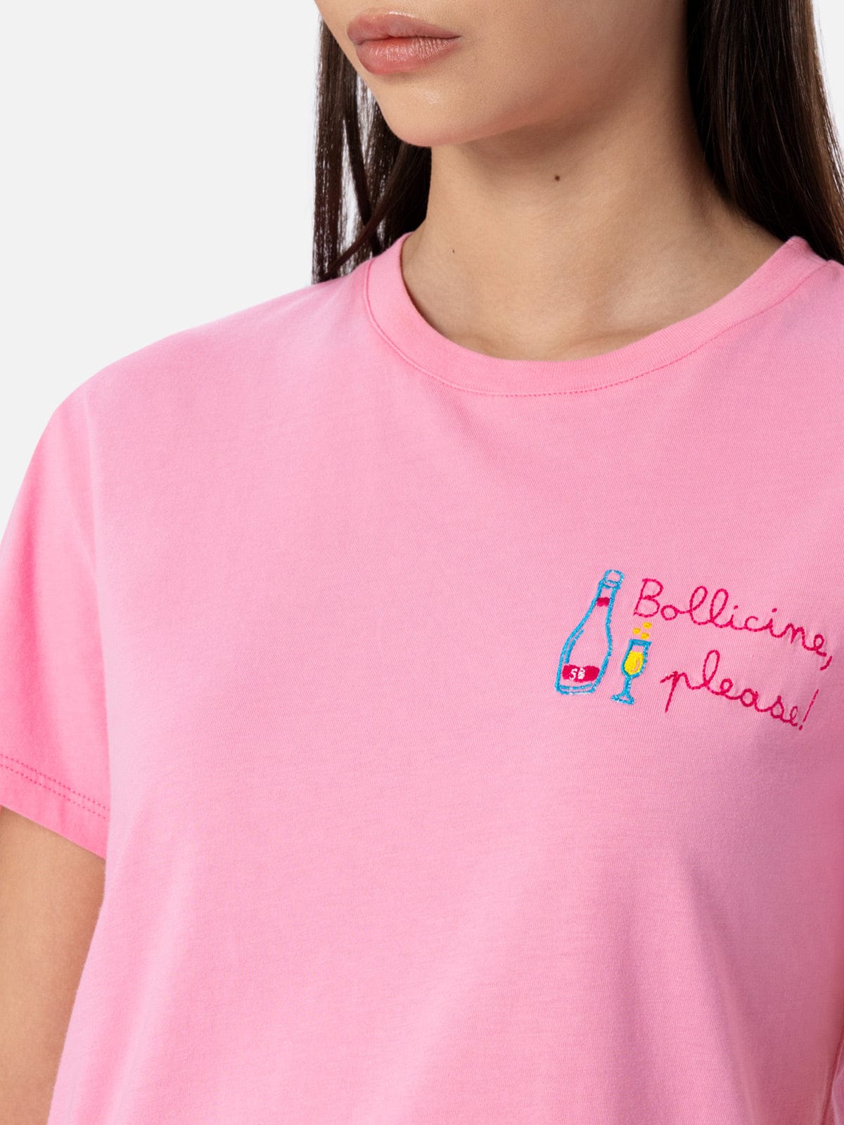Mc2 Saint Barth Embroidered-motif Cotton T-shirt In Pink