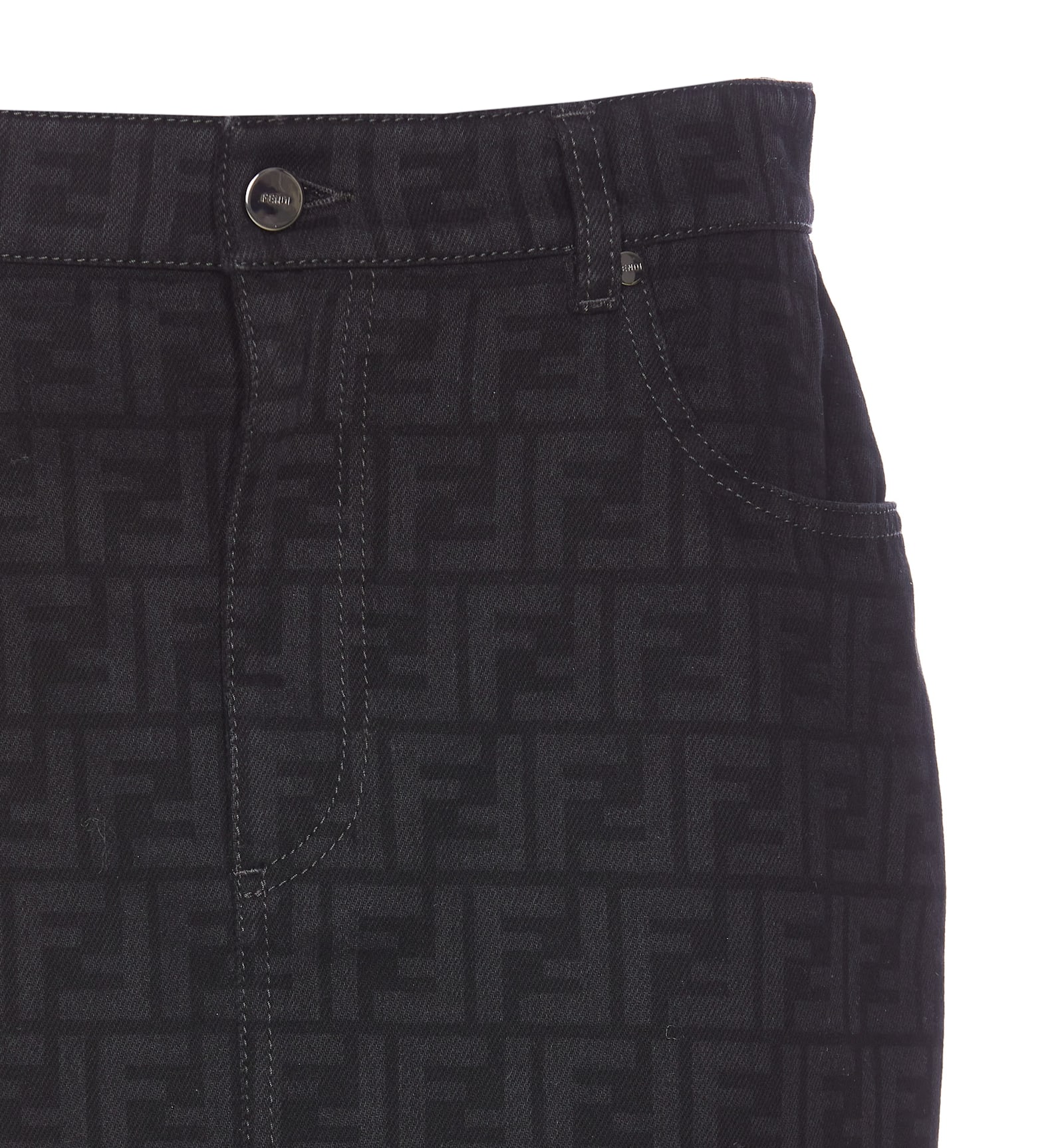 Shop Fendi Ff Logo Mini Skirt In Black