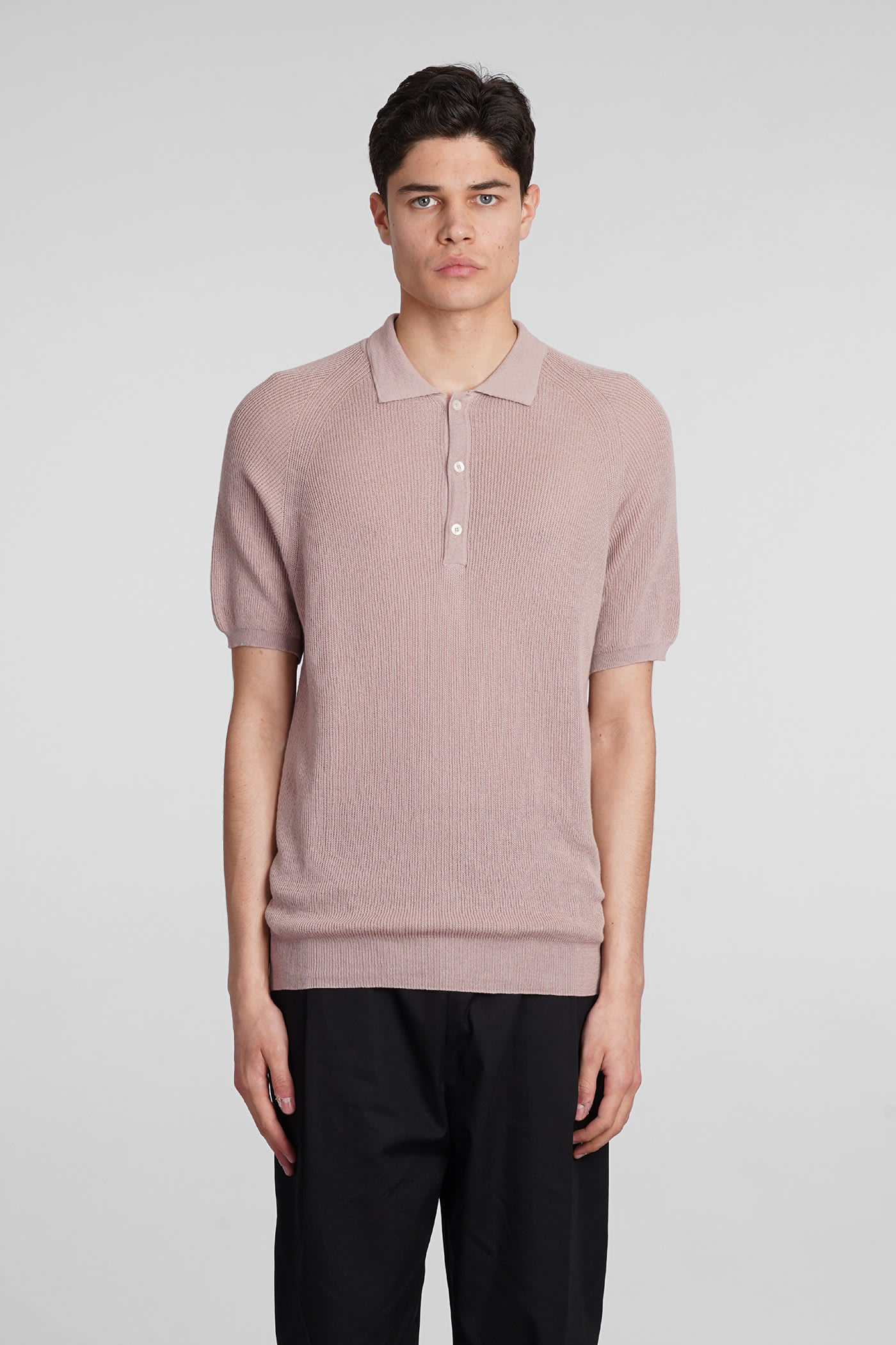 Polo In Rose-pink Cotton
