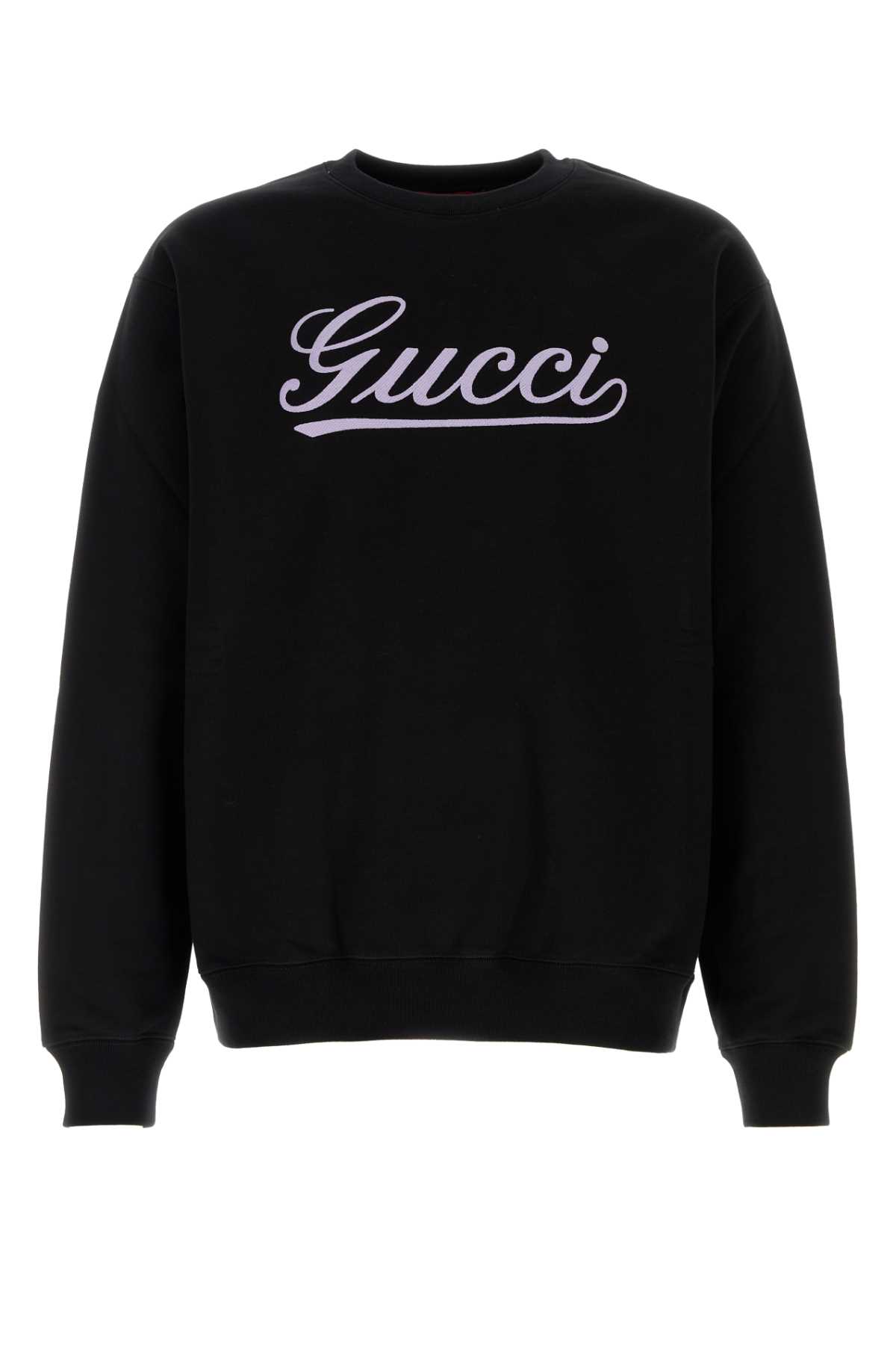 Shop Gucci Black Cotton Sweatshirt In Blackmix