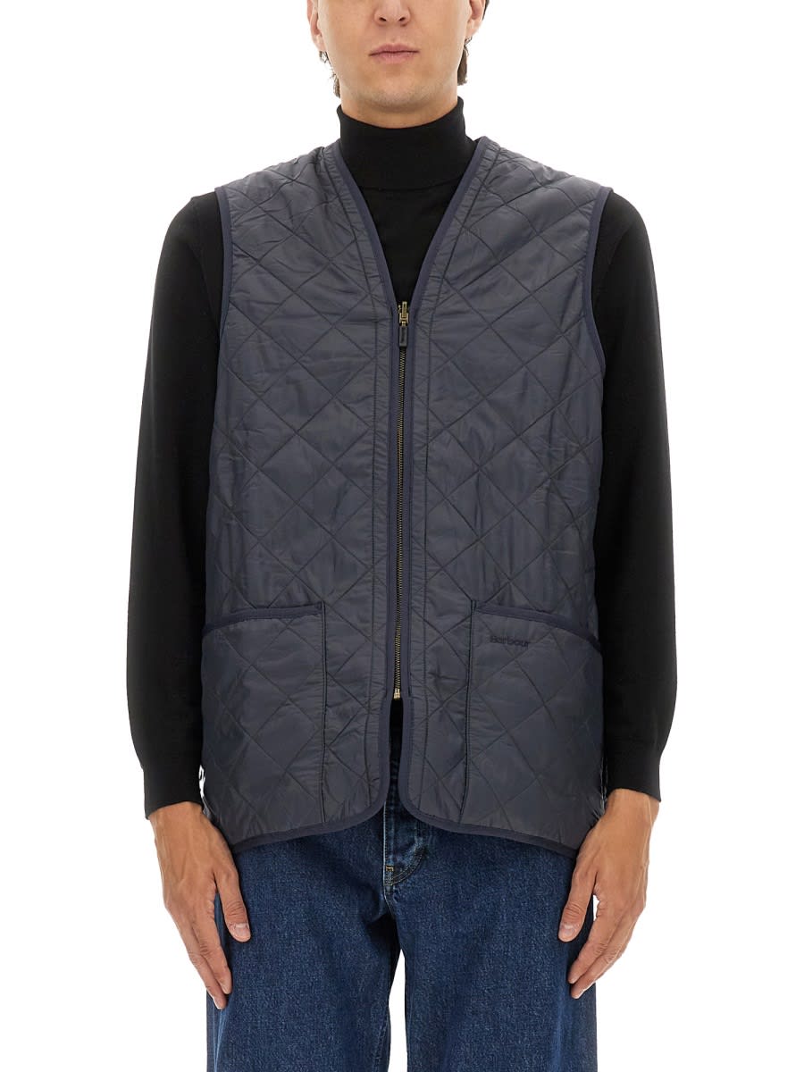 Barbour Quilted Sleeveless Vest Front Pockets In Blue