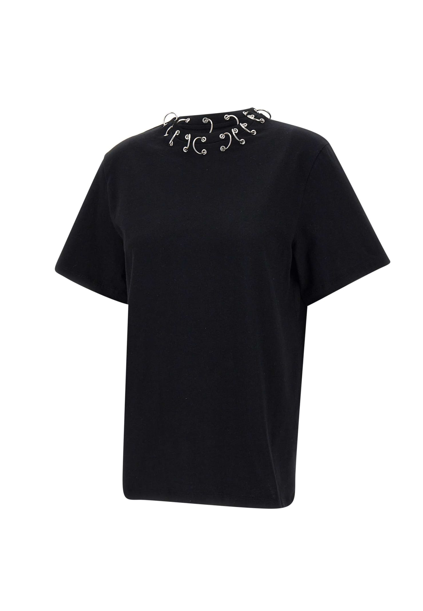 Shop Rotate Birger Christensen Oversize Ring Cotton T-shirt In Black