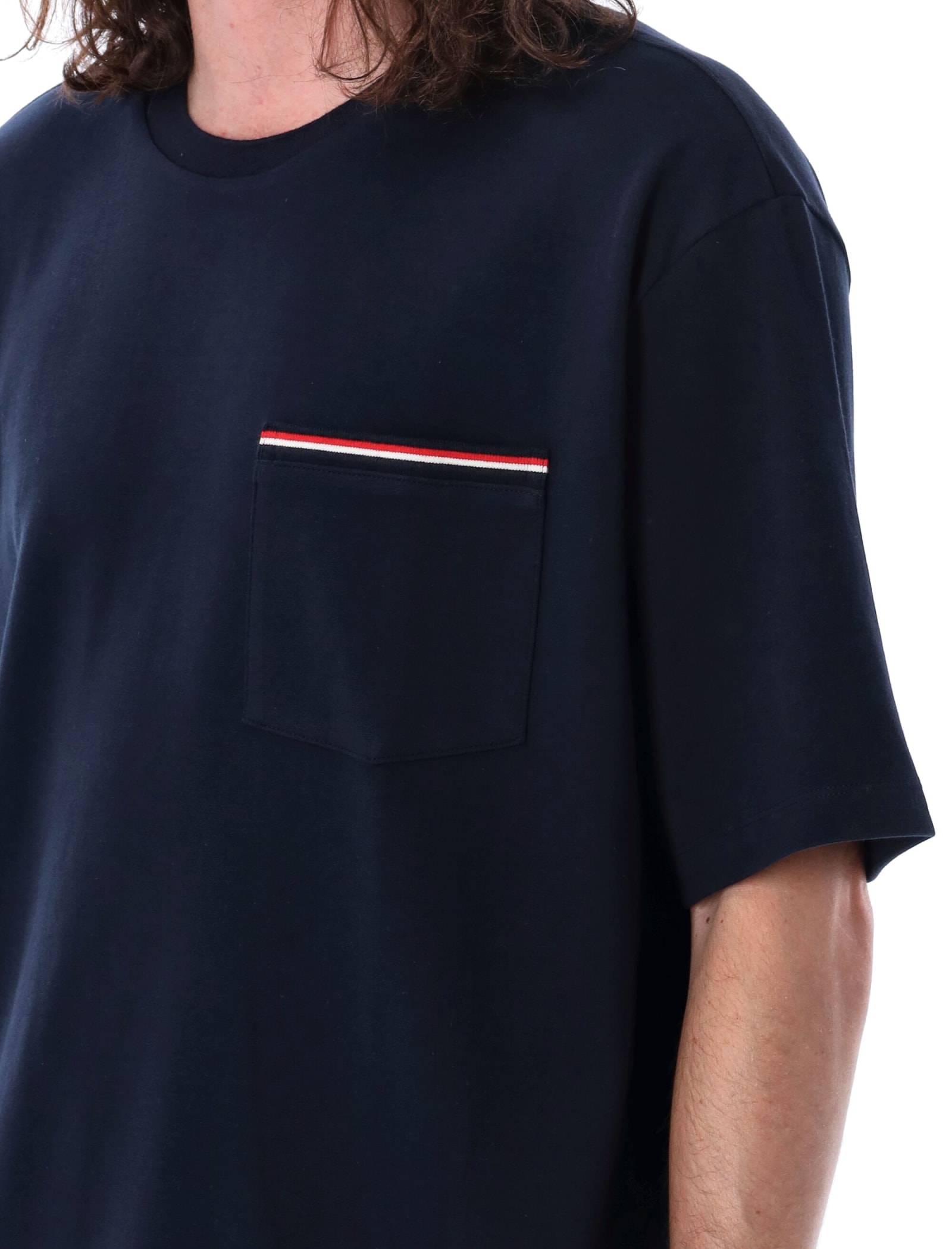Shop Thom Browne Oversized Short Sleeves T-shirt In Navy