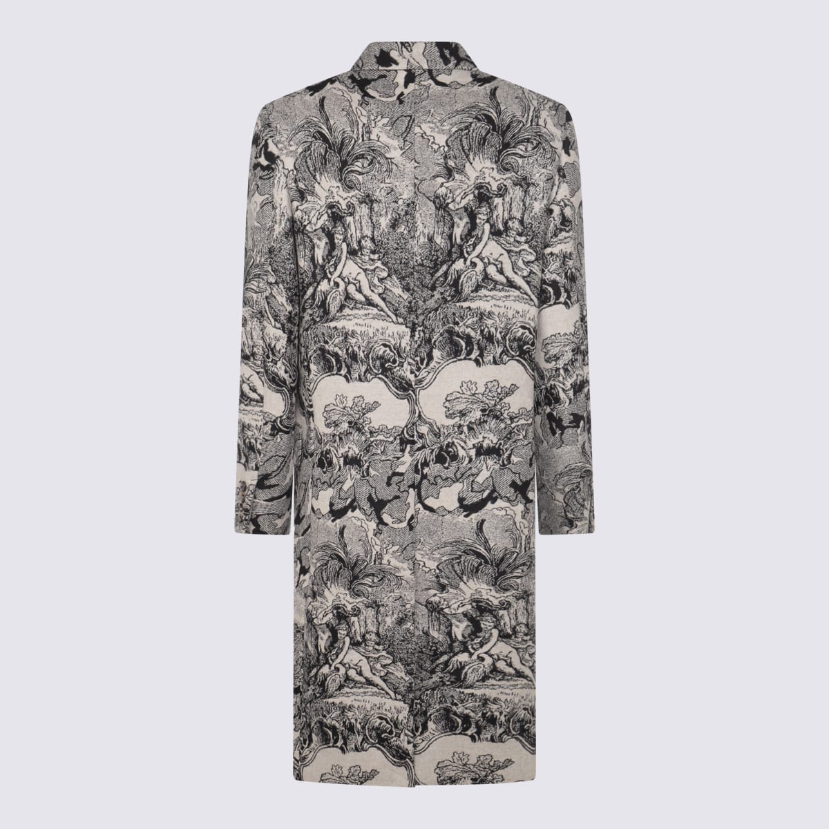 Vivienne Westwood Baroque Print Double-breasted Long Coat In Gray