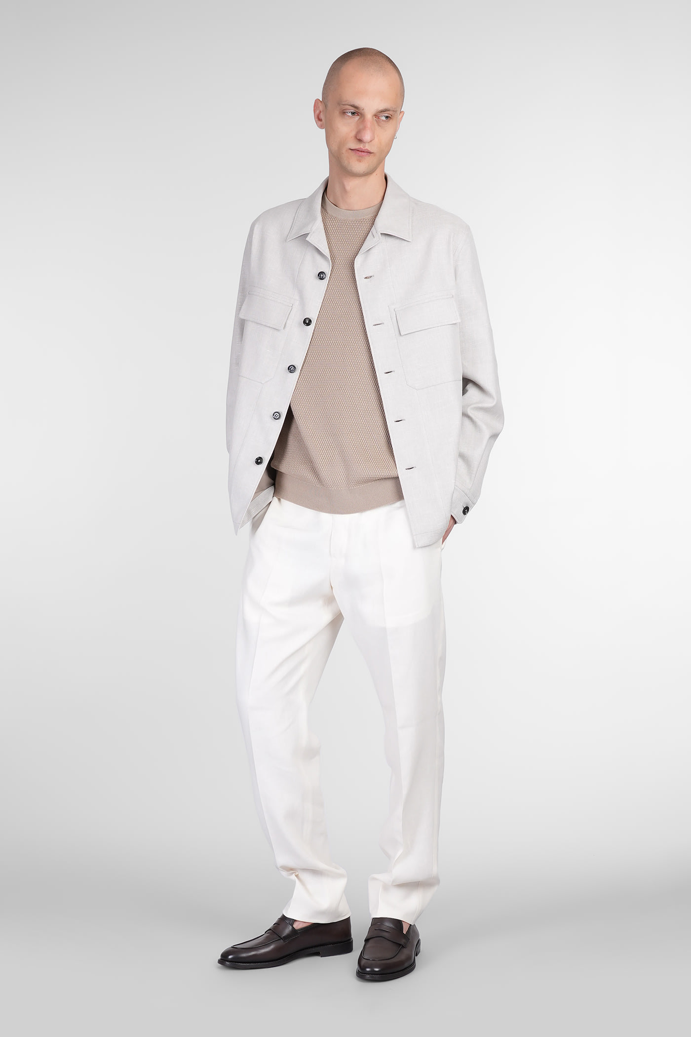 Shop Zegna Casual Jacket In Beige Linen