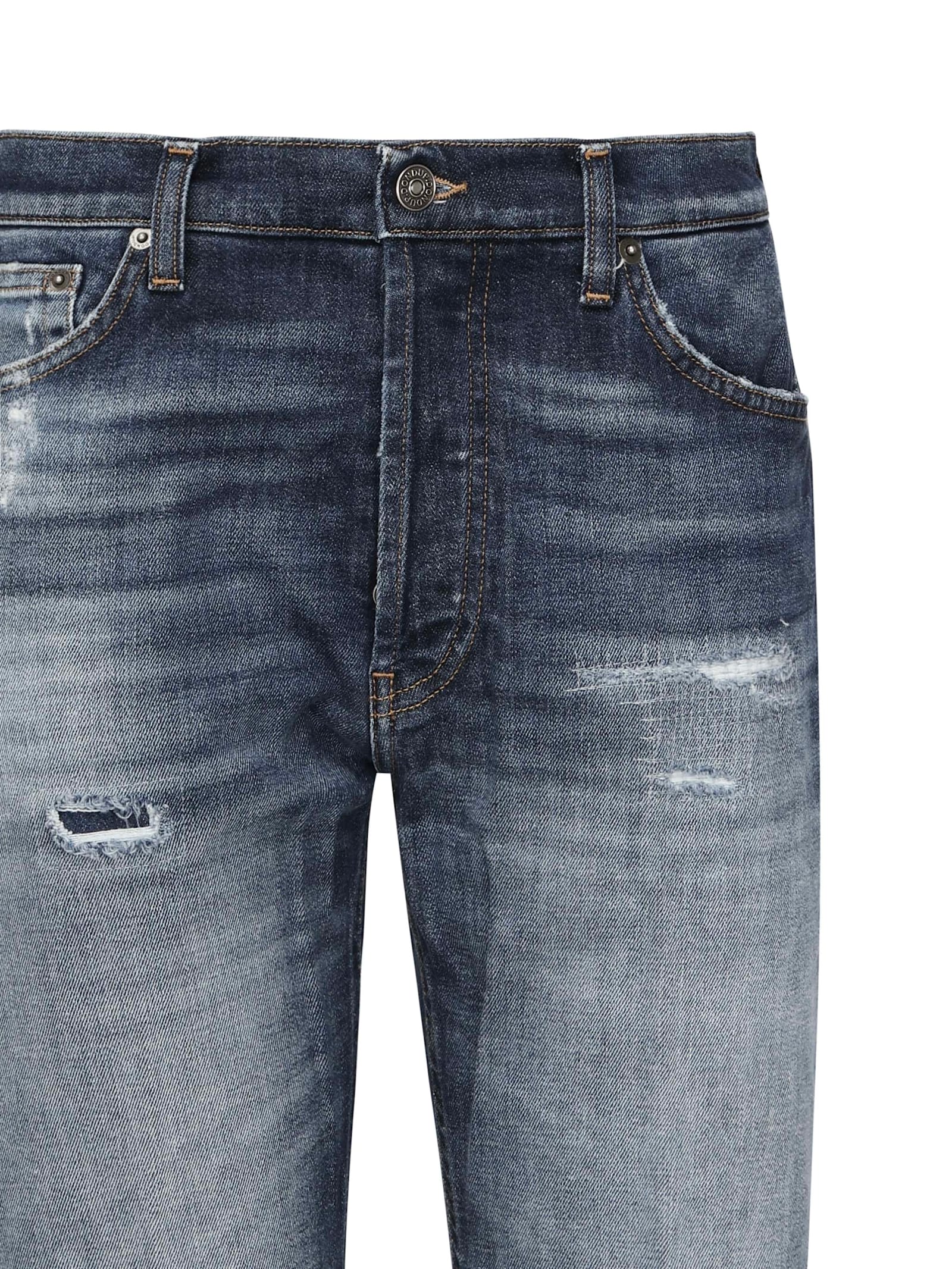 Dondup Regular Fit Jeans With Rolled Cuffs In Blue