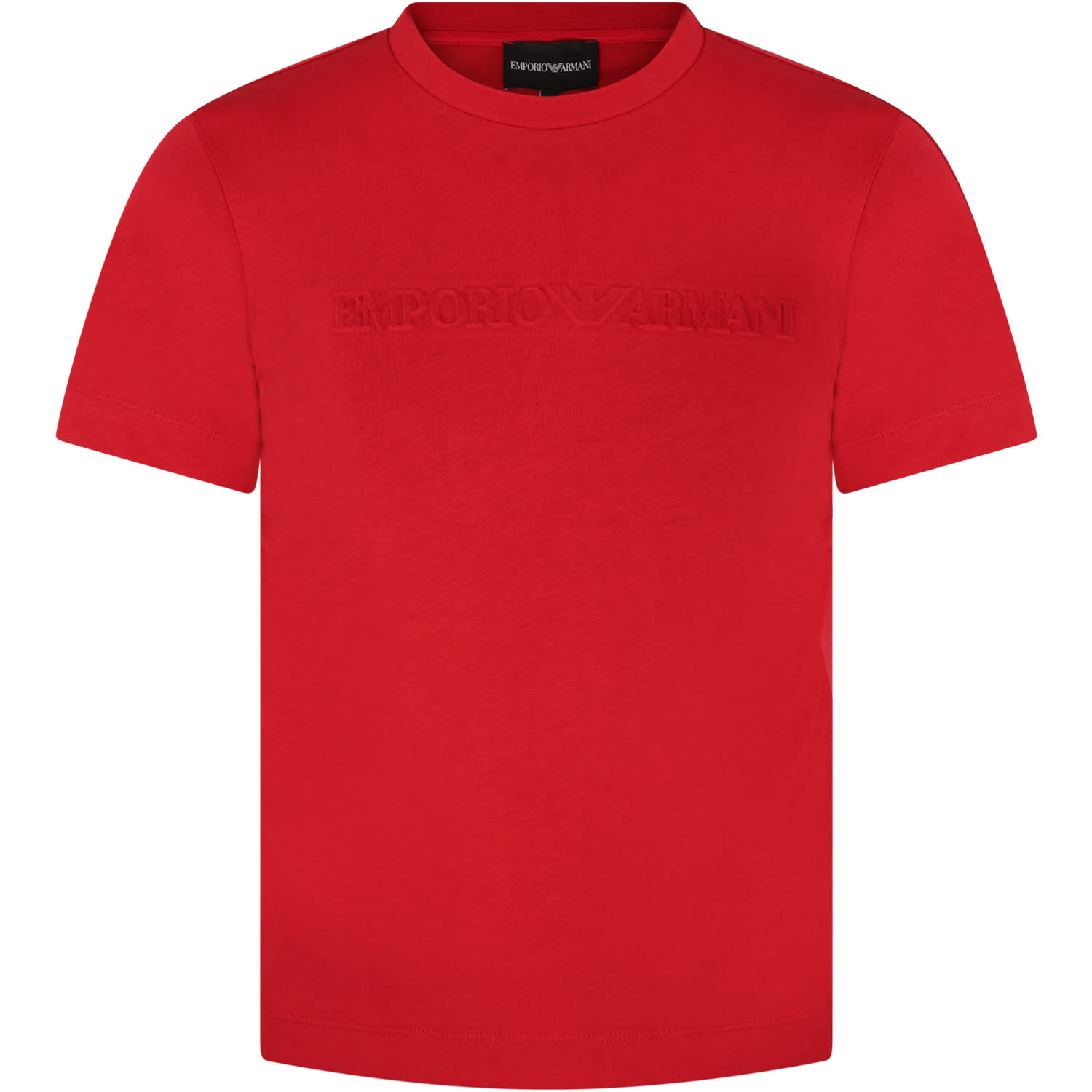 Armani Collezioni Kids' Red T-shirt For Boy With Logo