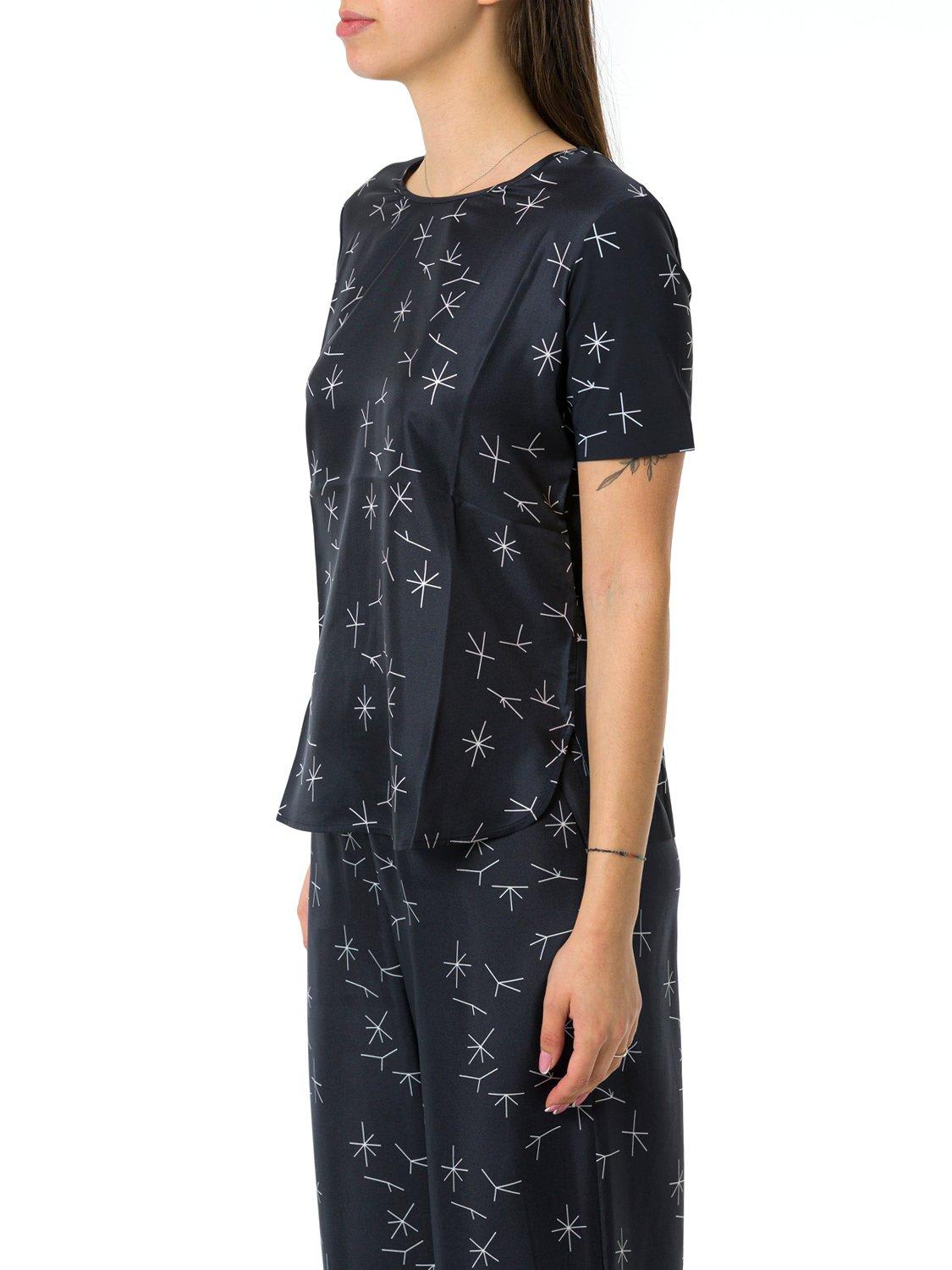 Max Mara All-over Patterned Crewneck Blouse In Black