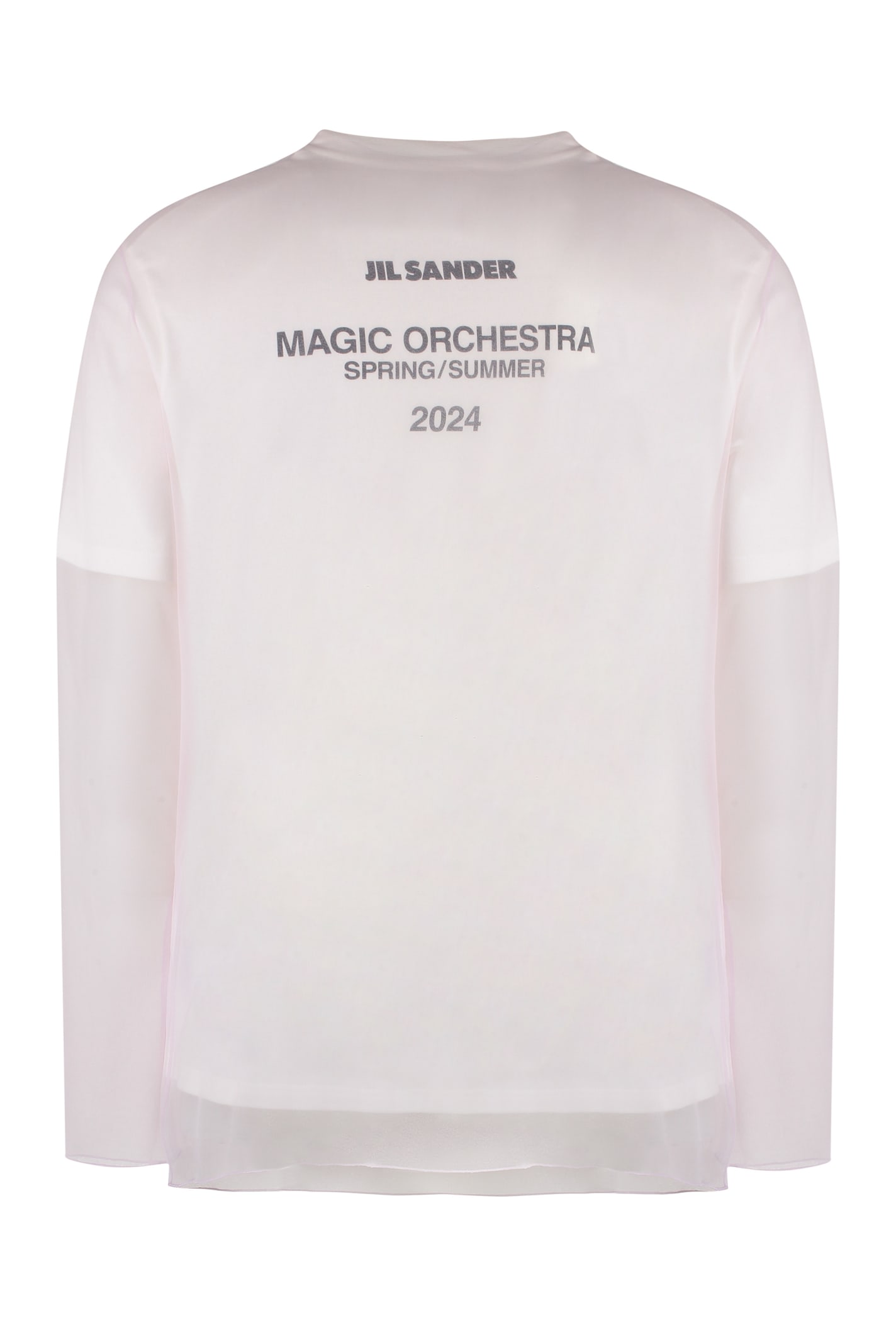Jil Sander Layered Cotton T-shirt With Sheer Tulle Overlay In Neutral