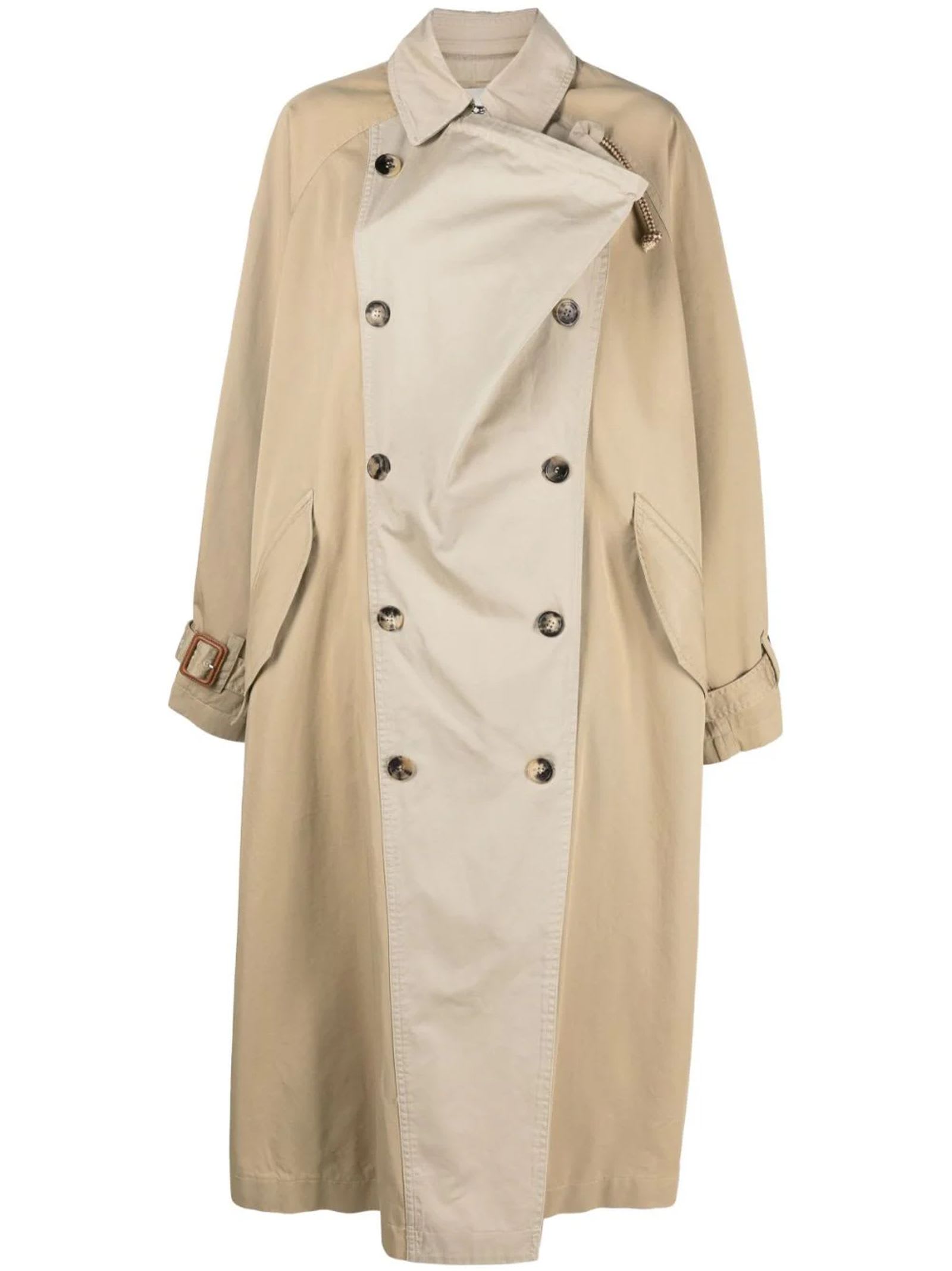 Isabel Marant Beige Cotton Trench Coat In Brown