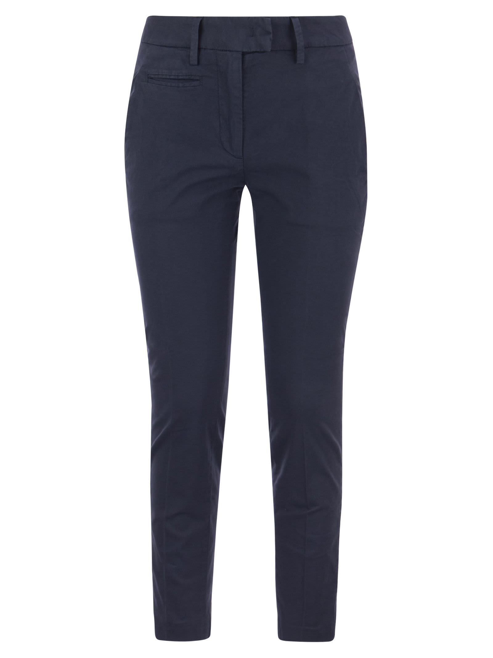Shop Dondup Perfect - Slim-fit Cotton Gabardine Trousers In Navy Blue
