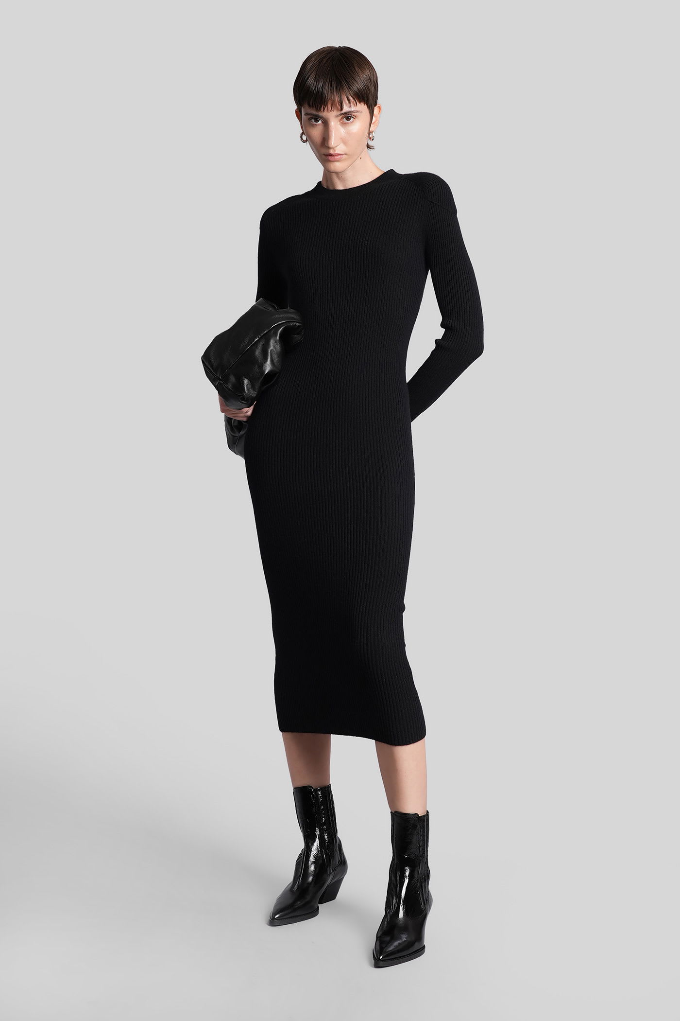 Iro Cashmere Long-sleeve Midi Dress In Black