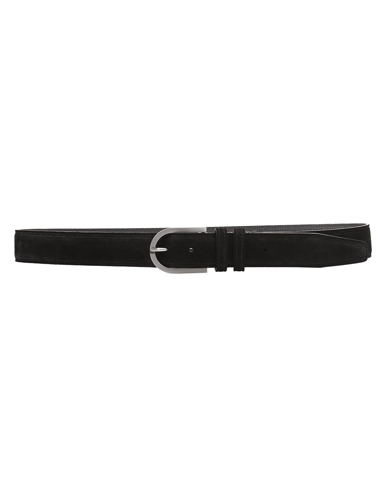 Black Suede Belt With Silver Buckle