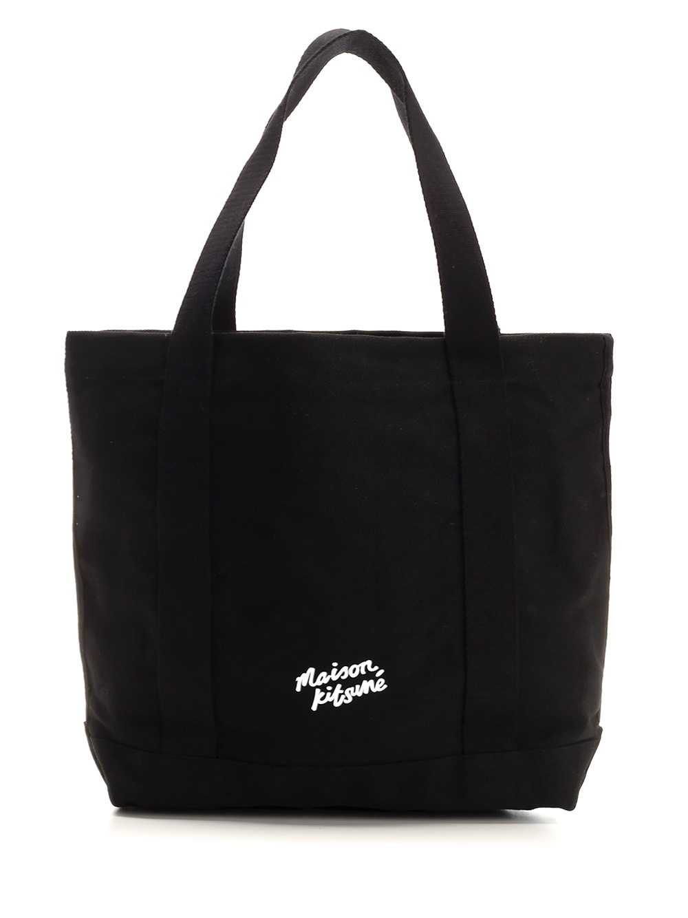 Shop Maison Kitsuné Tote Bag In Canvas In Black