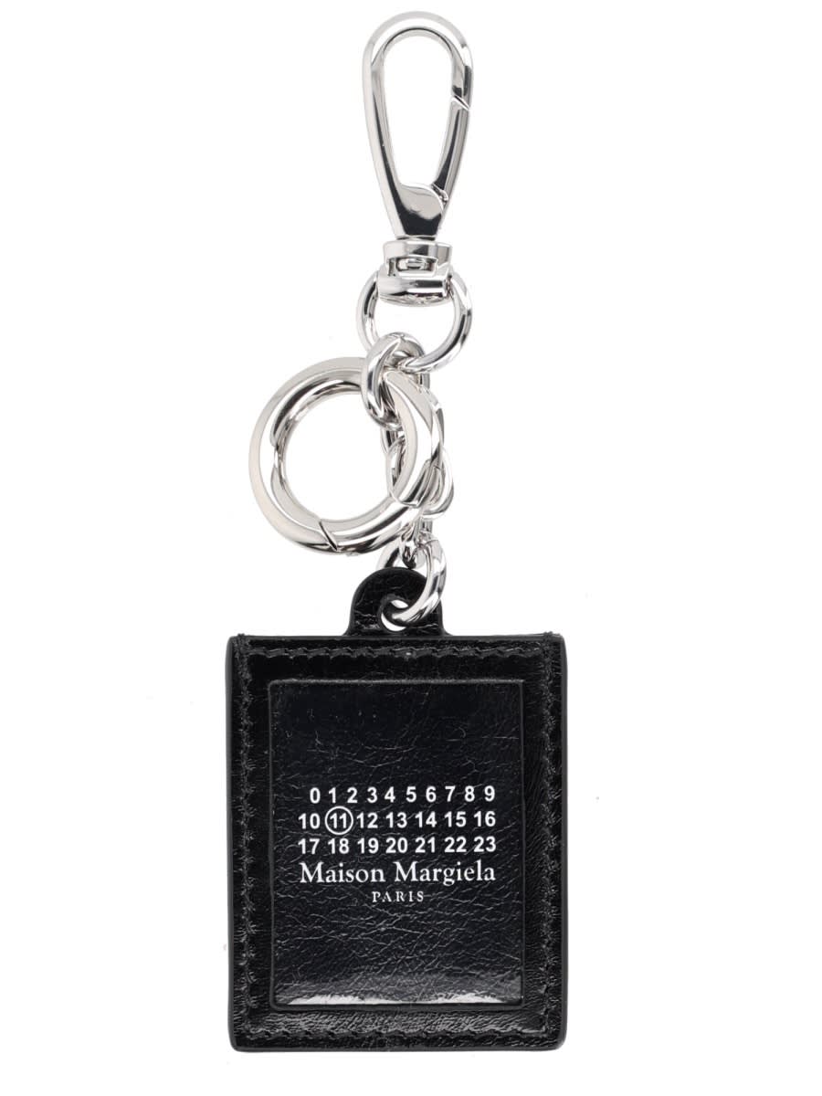 Maison Margiela Leather Keychain In Black