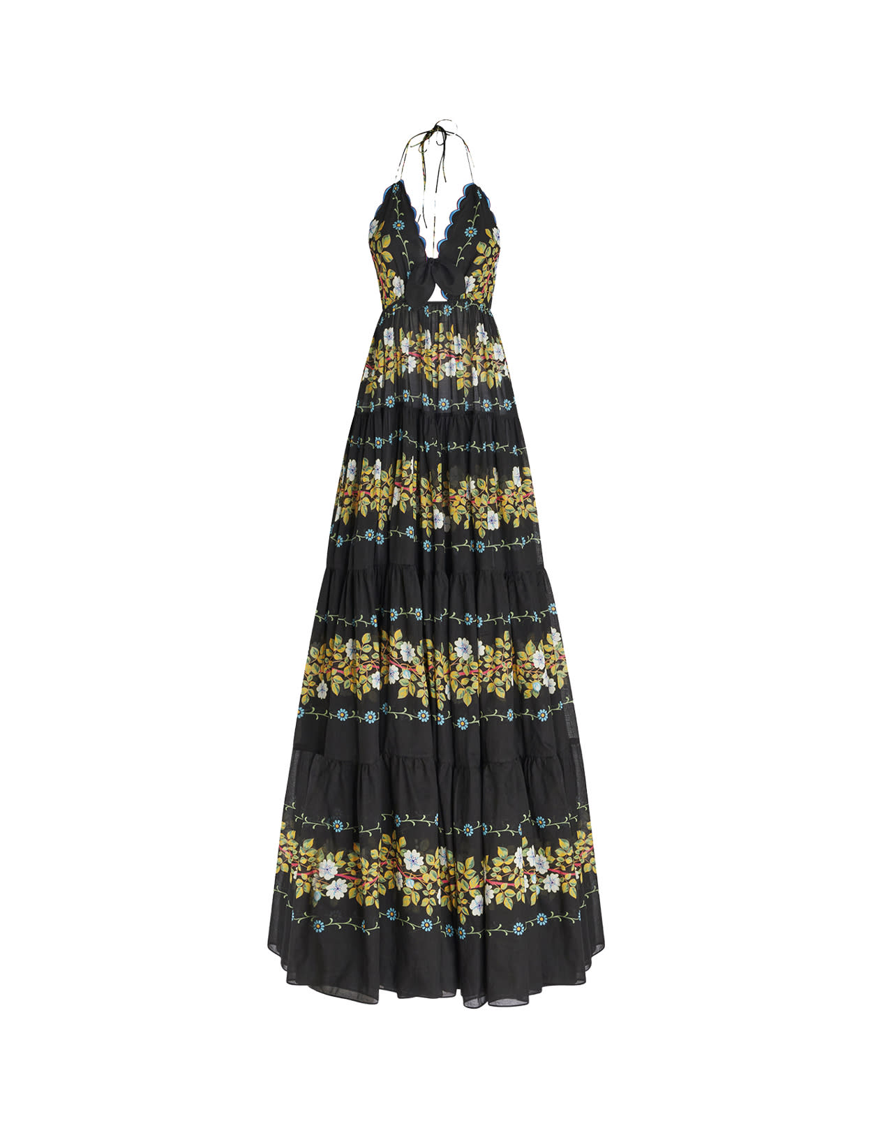 Shop Etro Long Black Dress With Floral Print