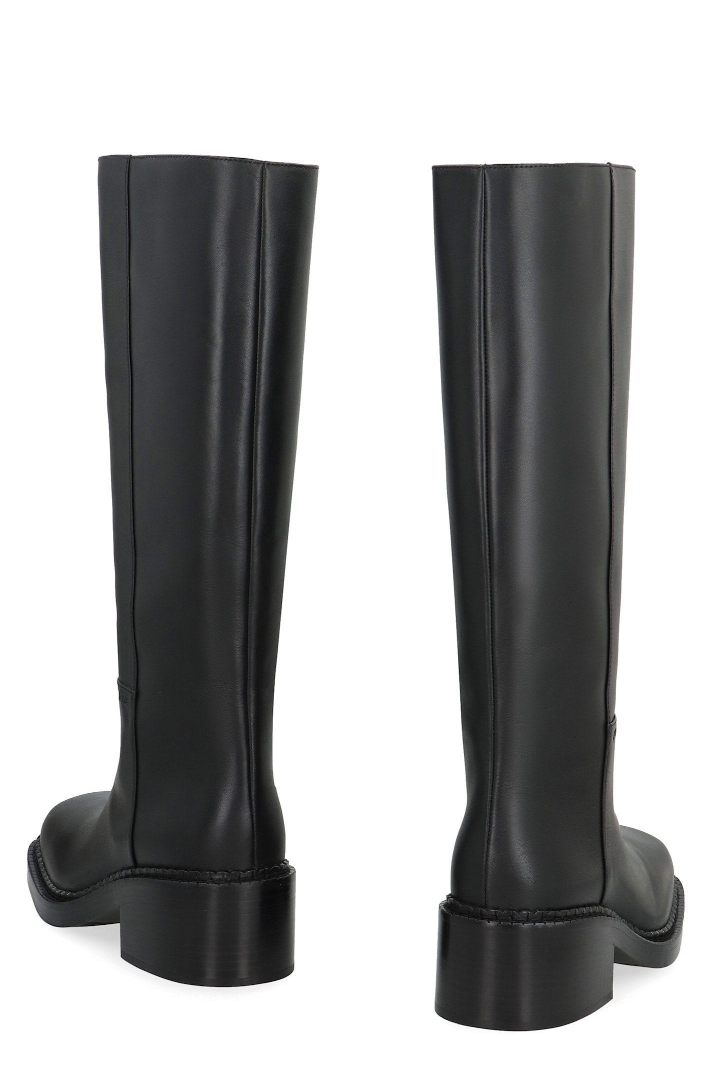 Shop Prada Leather Boots In Black